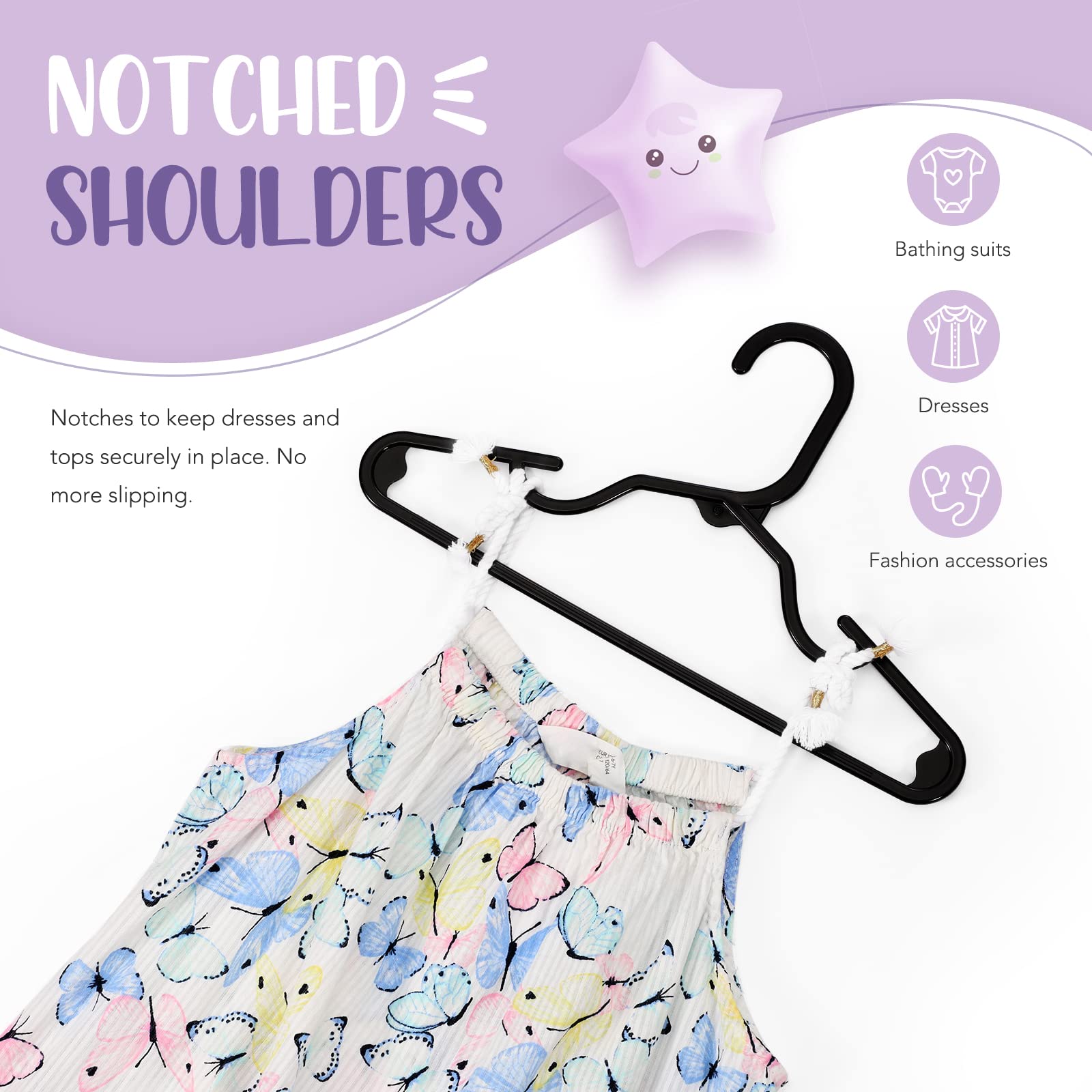 House Day Plastic Baby Hangers For Closet 60 Pack, Durable Plastic Kids Hangers For Baby Clothes, Thin & Compact Childrens Hange