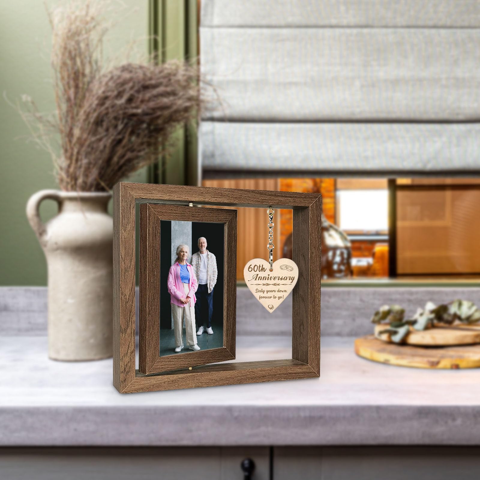 EYITUPC 60TH Wedding Anniversary Picture Frame Gifts Ideas 60 Year Anniversary Frame for Parents Couple (Display Two 4x6)