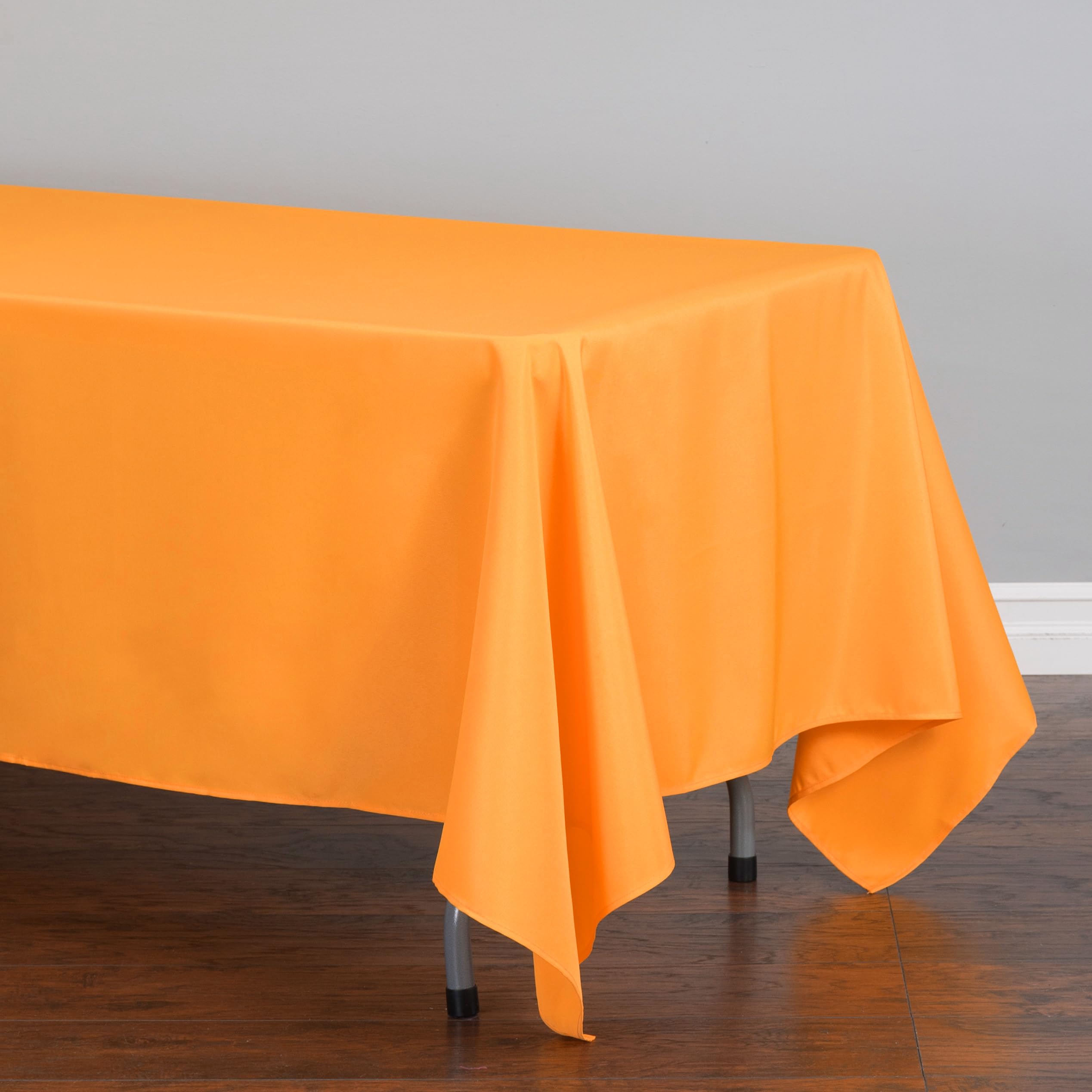 Ltc Linens Rectangular Tablecloth Orange - 70X120 In Rectangle Table Cloth For 6-8 Ft Table - Wrinkle Resistant Polyester Cloth