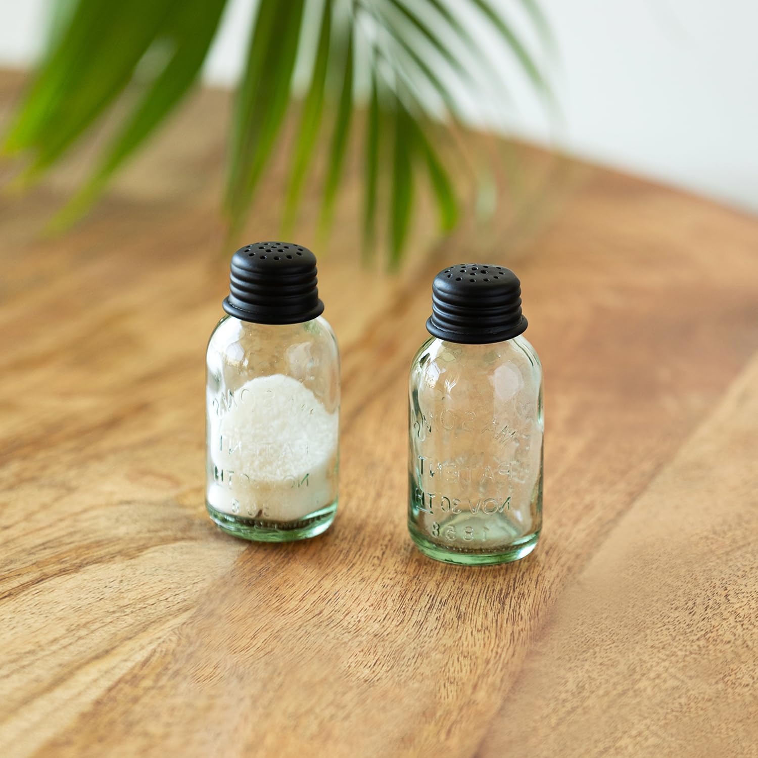 Exclusivelane Mason Bottle Glass Salt Pepper Set For Dining Table (Set Of 2, 60 Ml) | Salt And Pepper Container For Dinning Ta
