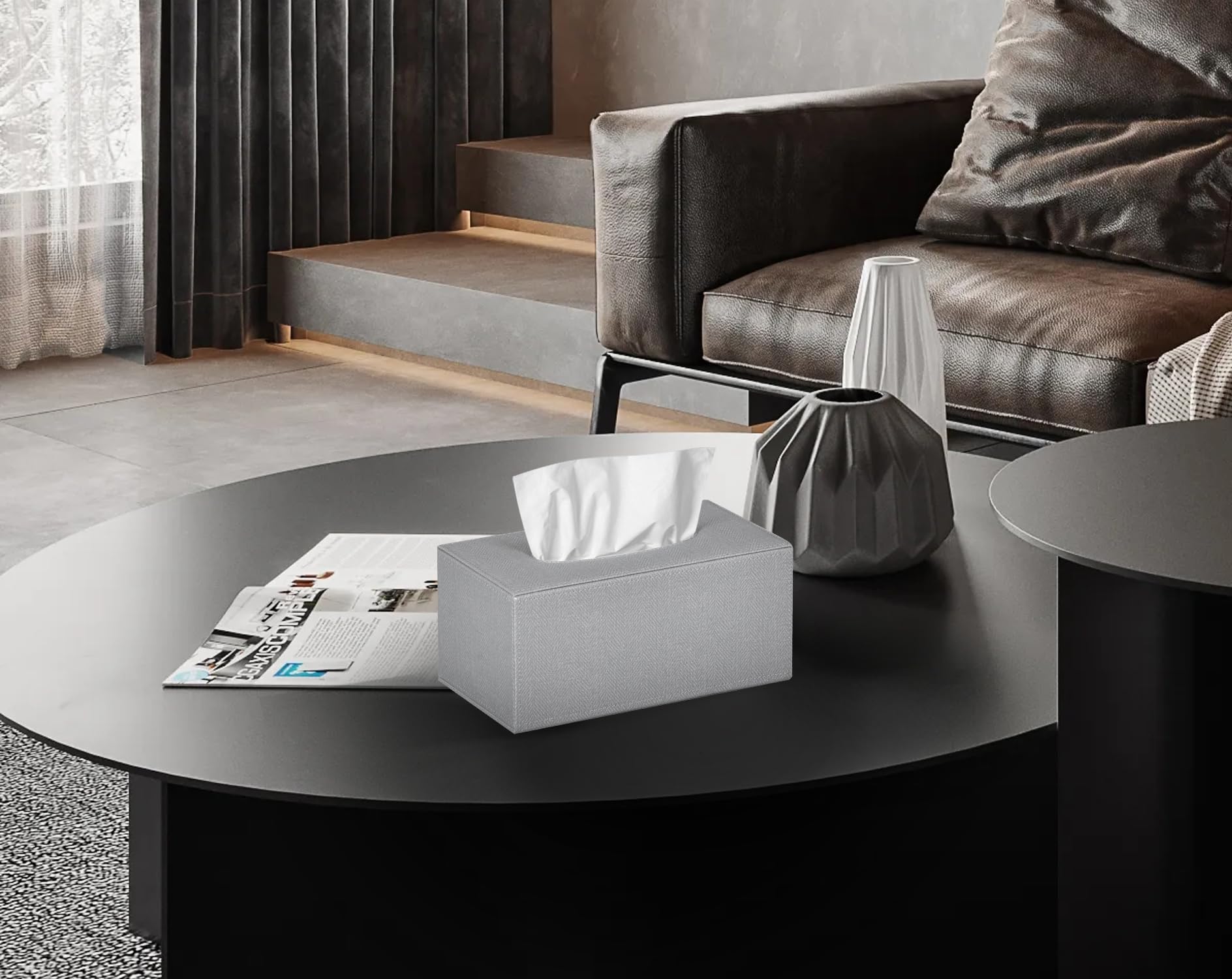 Colylan Tissue Box Cover Rectangular Tissue Box Holder For Bathroom (Grey)