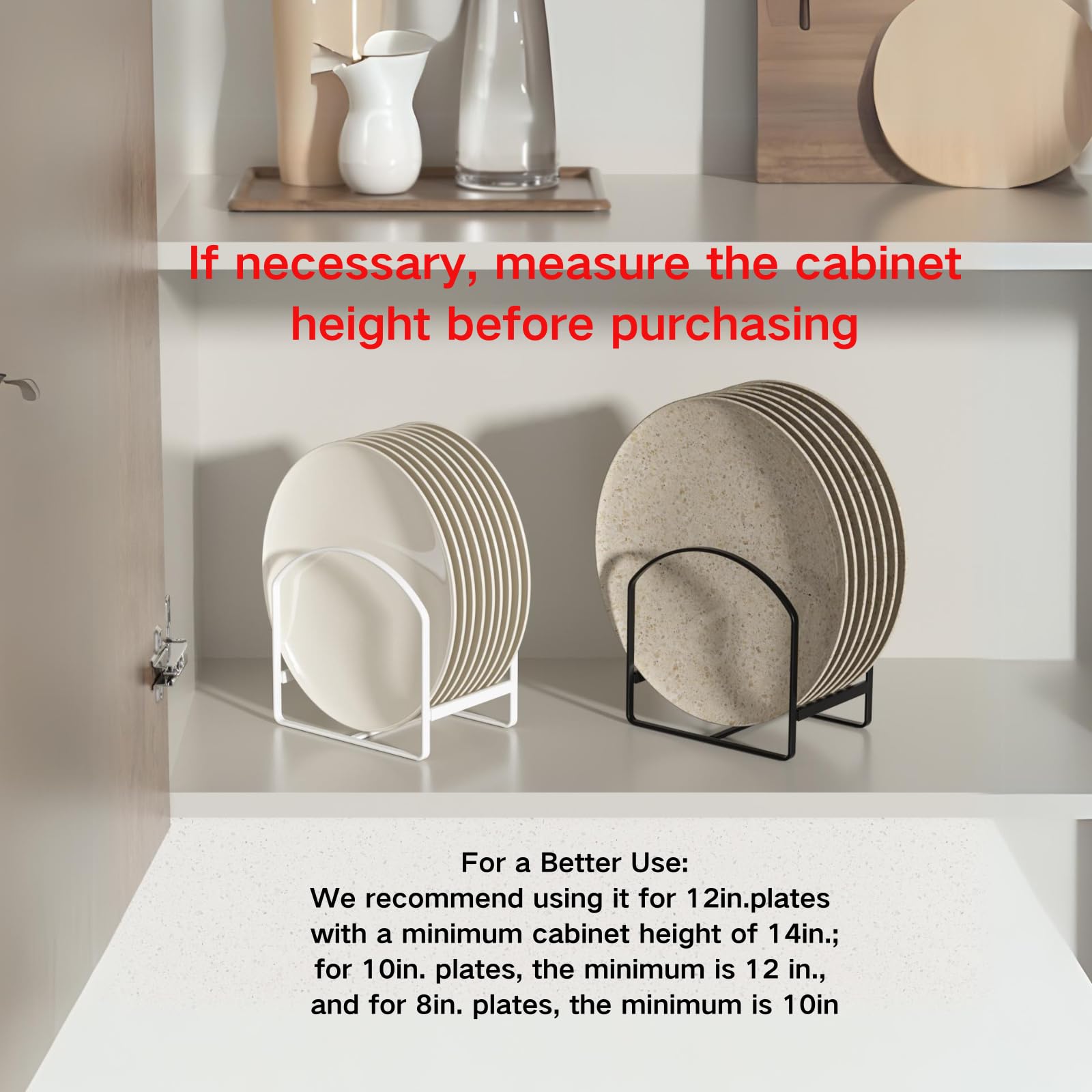 4 Pack Kitchen Plate Holder Organizer For Cabinet Space Saver Dinner Dish Plate Storage Rack Upright Dish Drying Racks Metal Pla