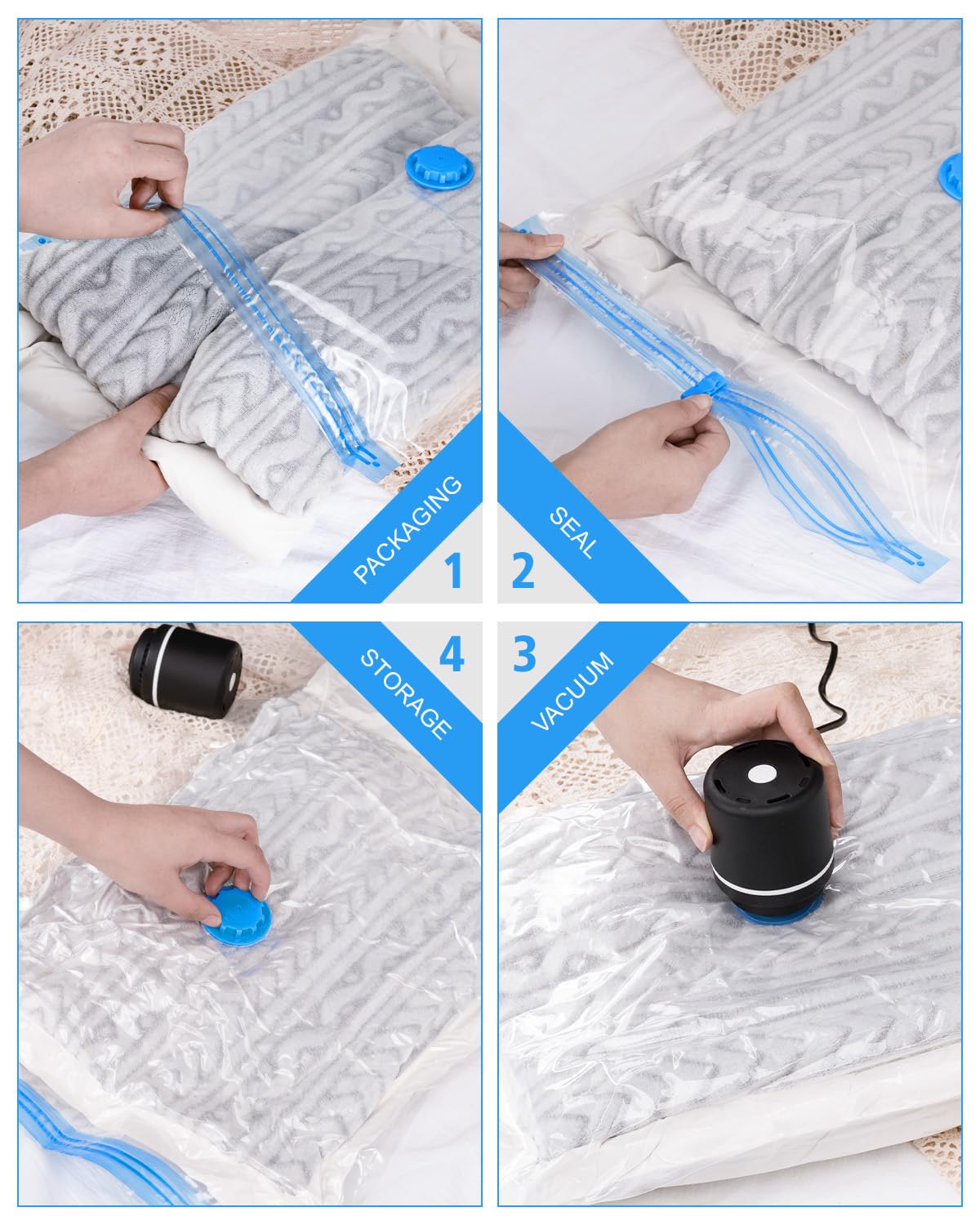 Vacuum Storage Bags 12 Pack Vacuum Sealed Bags For Clothing Vacuum Seal Bags Space Saver Bags Compression Bags Vacuum Bags For T