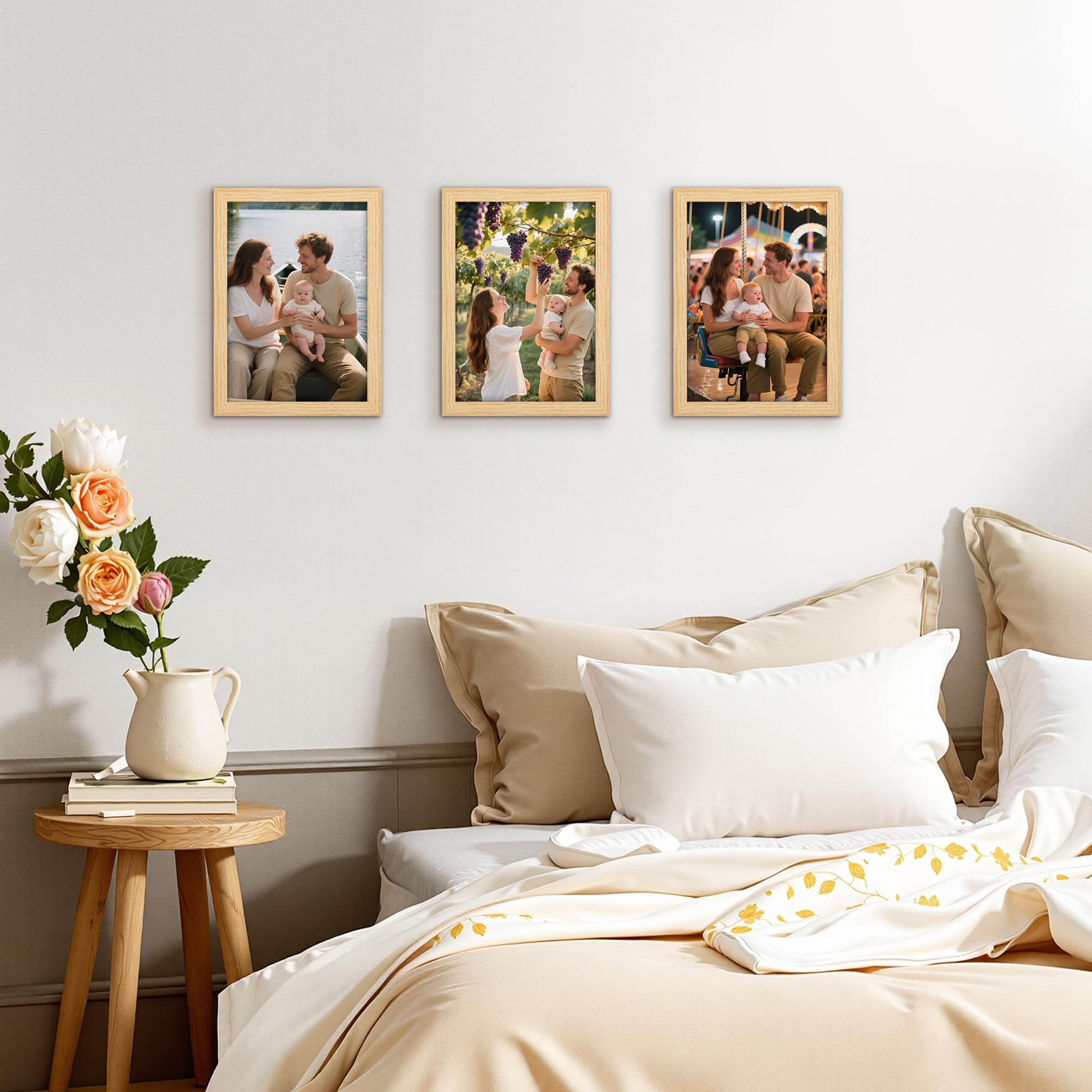 Giftgarden 5x7 Picture Frame Natural Woodgrain, 5 by 7 Thin Photo Frame for Wall Tabletop Display, Single