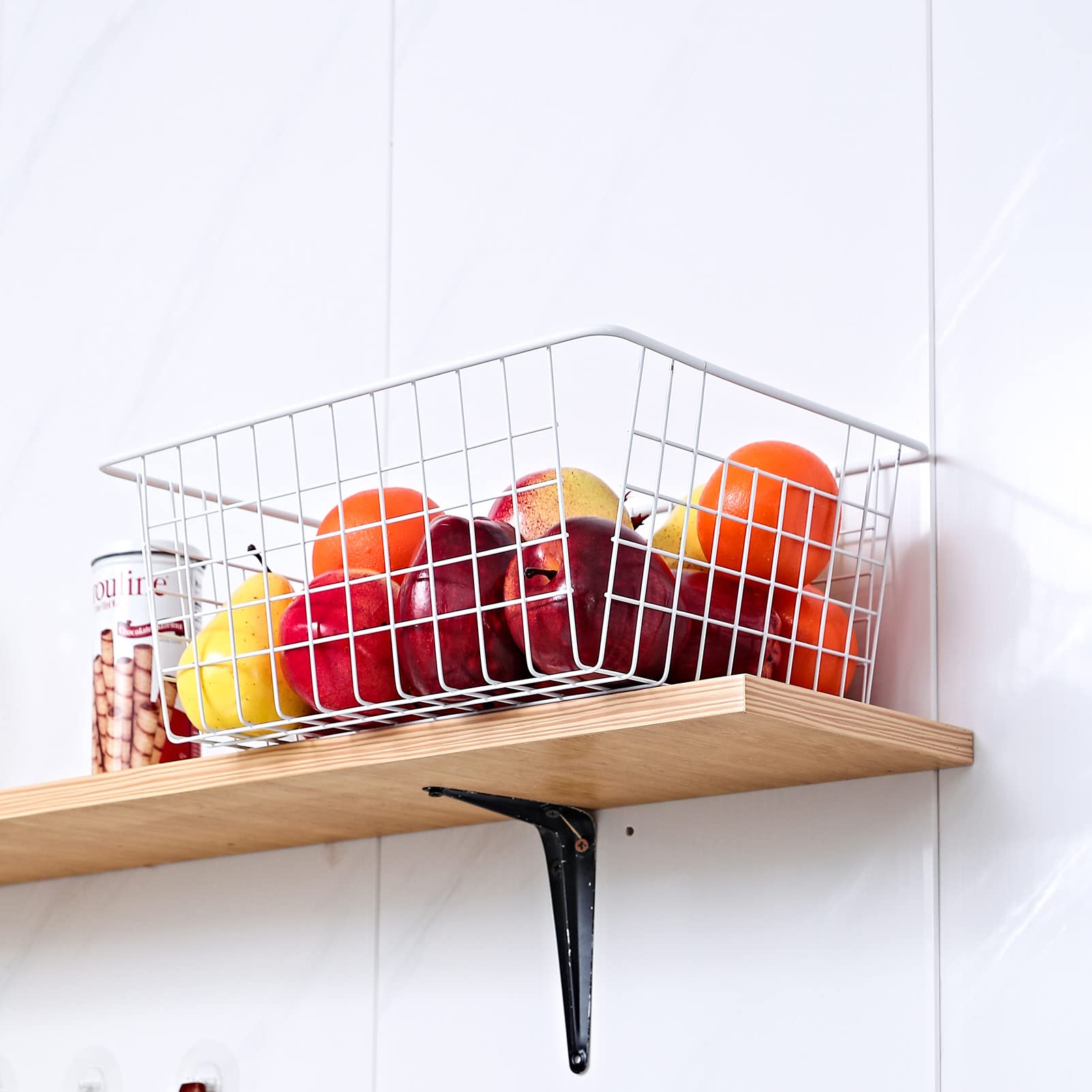 14'' Upright Freezer Storage Baskets, White Wire Storage Bins Large Bakset For Freezer, Pantry, Bathroom Organizing, Set Of 4