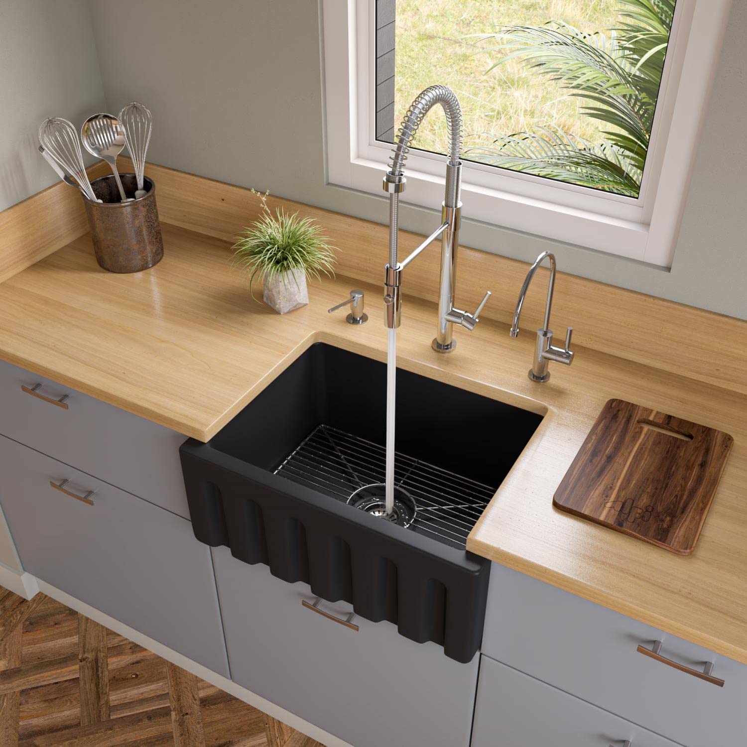 Alfi Brand Ab2418Hs-Bm Kitchen Sink, Black Matte