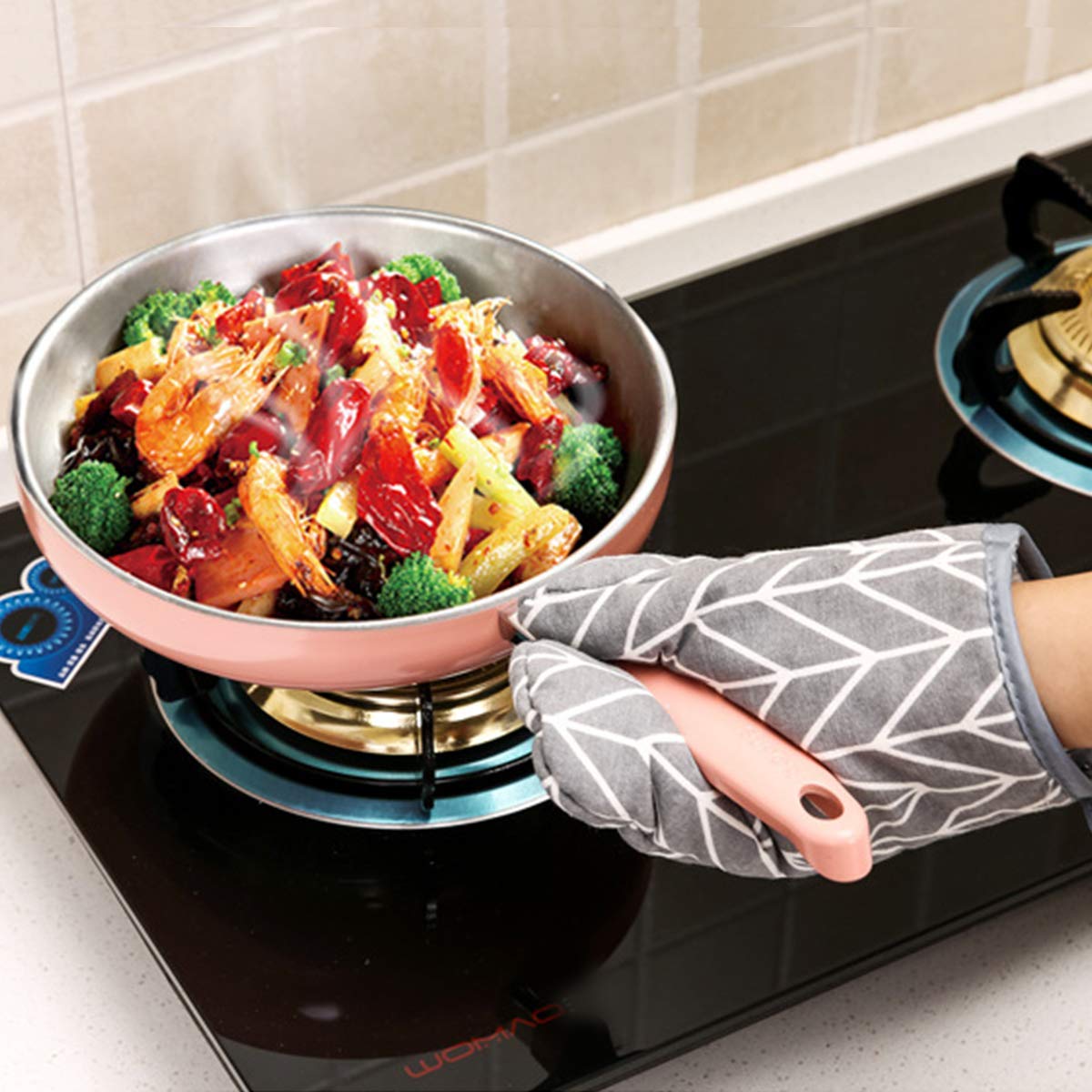 Win Change Oven Mitts And Potholders Bbq Gloves-Oven Mitts And Pot Holders With Recycled Infill Silicone Non-Slip Cooking Gloves
