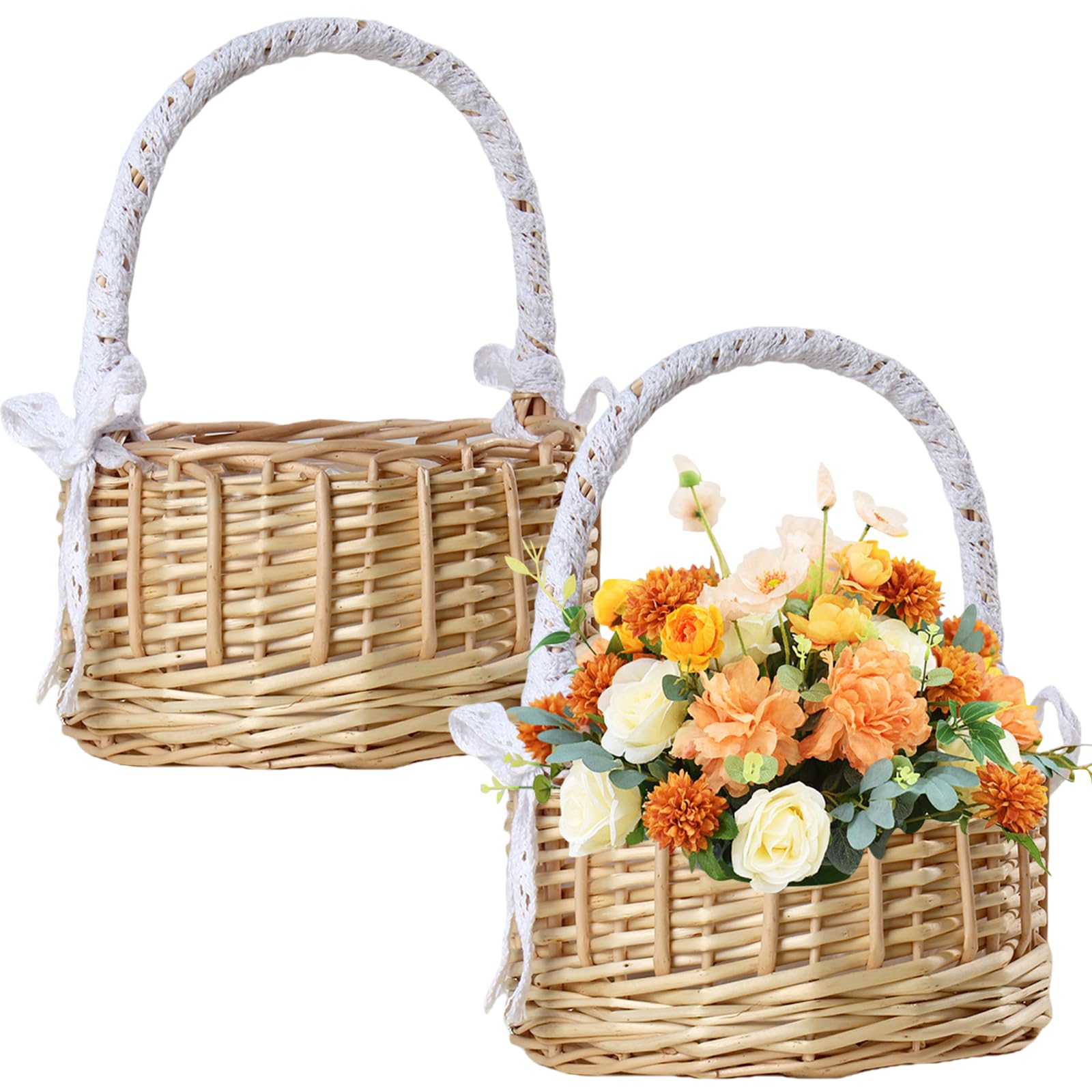 FISDEN 2 Pack Flower Girl Basket