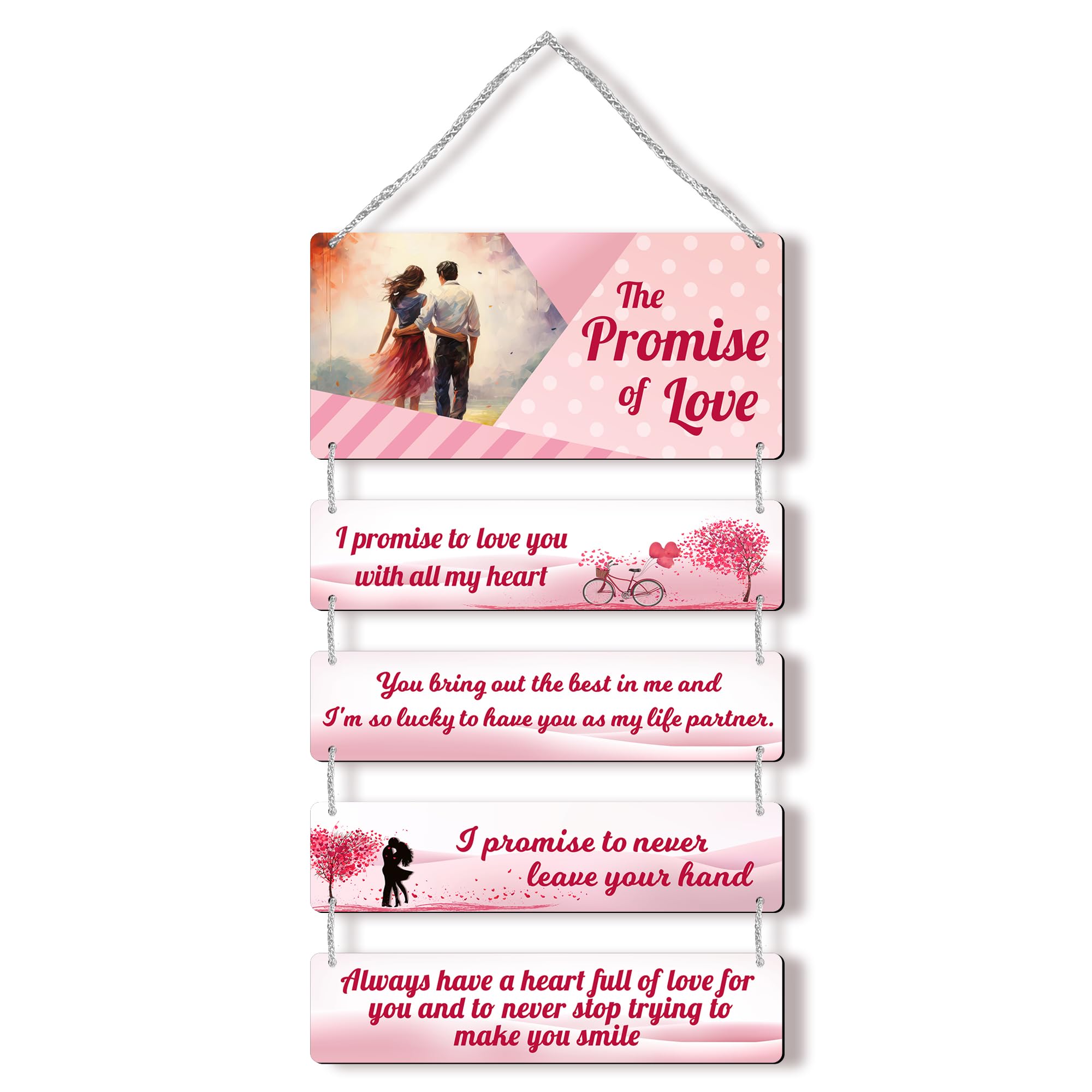 Regalo Casila The Promise of Love: Wooden Wall Hanging Gift for Soulmate, Newlyweds, and Couples - Ideal Home, Bedroom, Living R