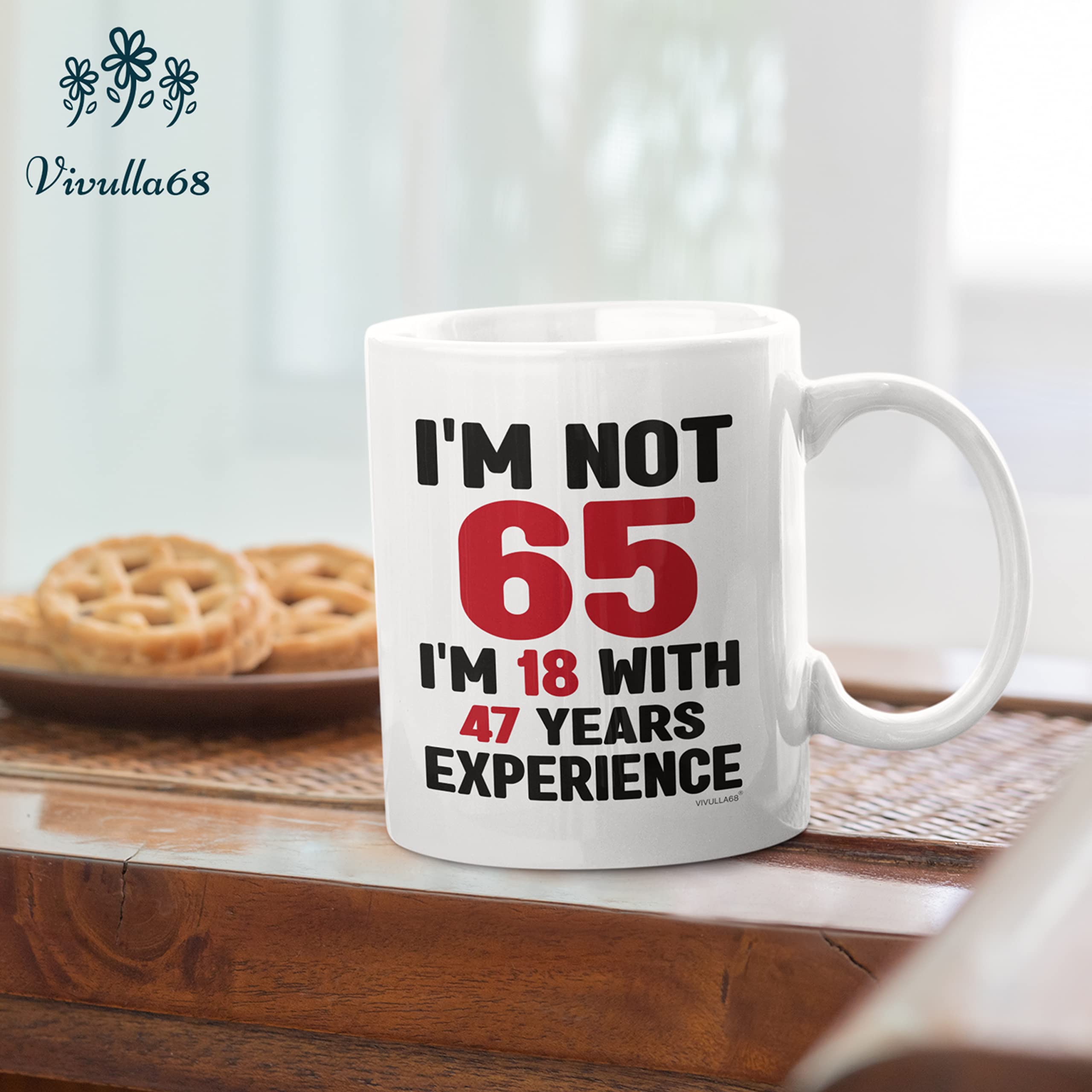 Vivulla68 65th Birthday Mug 11oz - 65th Birthday Gifts for Women Men - 65 Year Old Birthday Gifts Ideas for Him, Her, Woman, Man