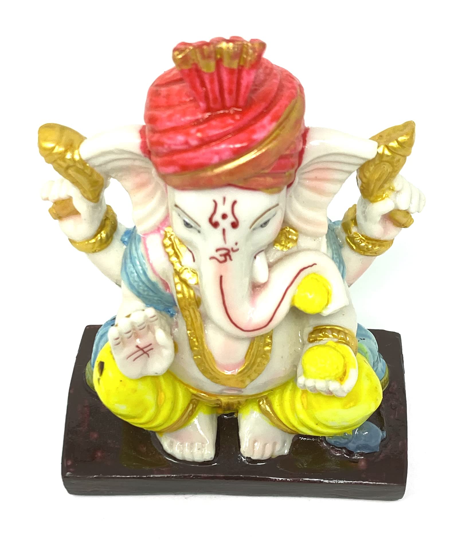 Mahant Ji Pure Siddha Polystone Marble Ganesha Idol Or Ganesh Ji Ki Murti Left Side Trunk With Gangajal And Chandan From Kashi (