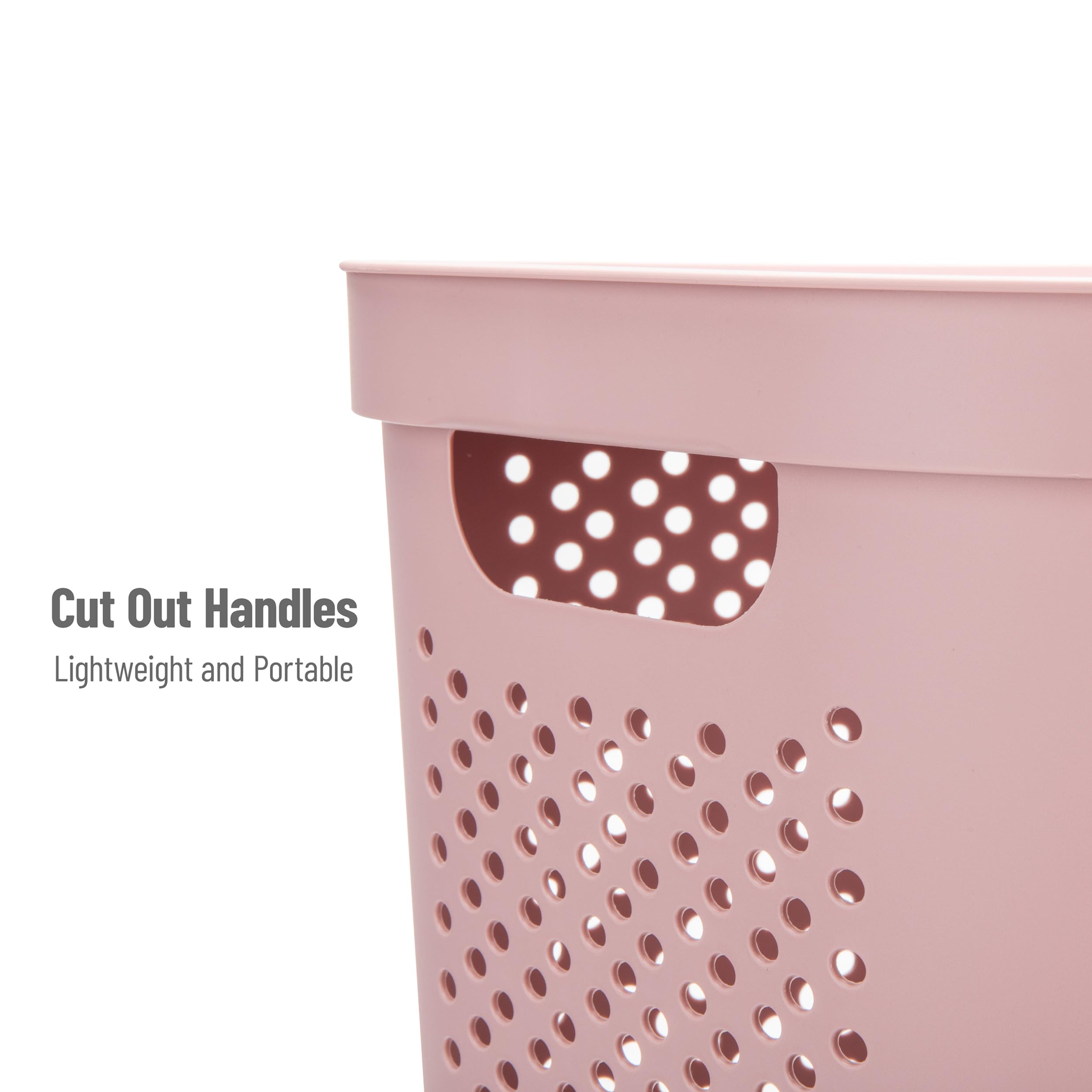 Mind Reader 60L Slim Laundry Hamper, Clothes Basket, Lid, Ventilated, Plastic, 17.25''L X 13.75''W X 23.5''H, Pink