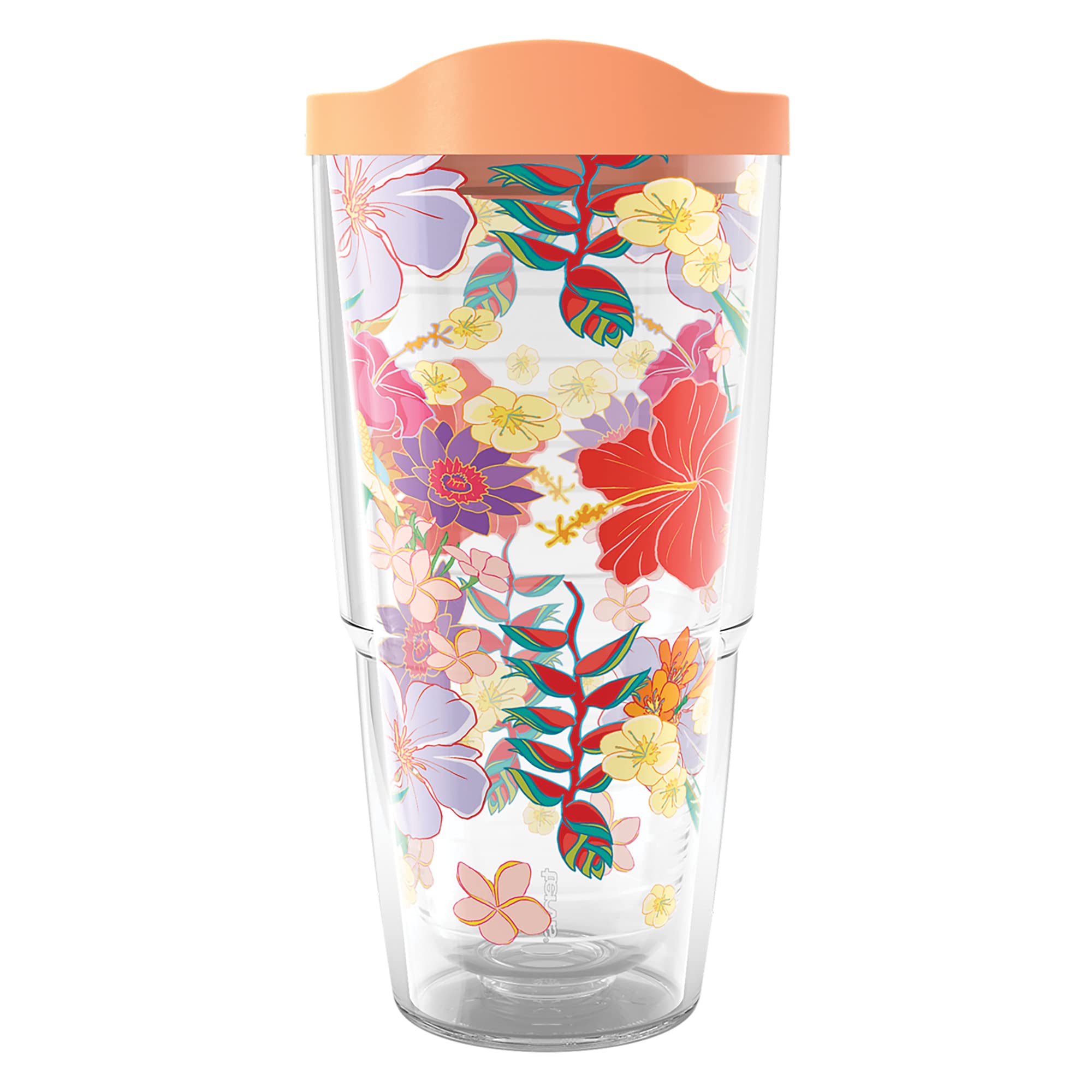 Tervis Tropical Hibiscus Party Made in USA Double Walled Insulated Tumbler Travel Cup Keeps Drinks Cold & Hot, 24oz, Classic