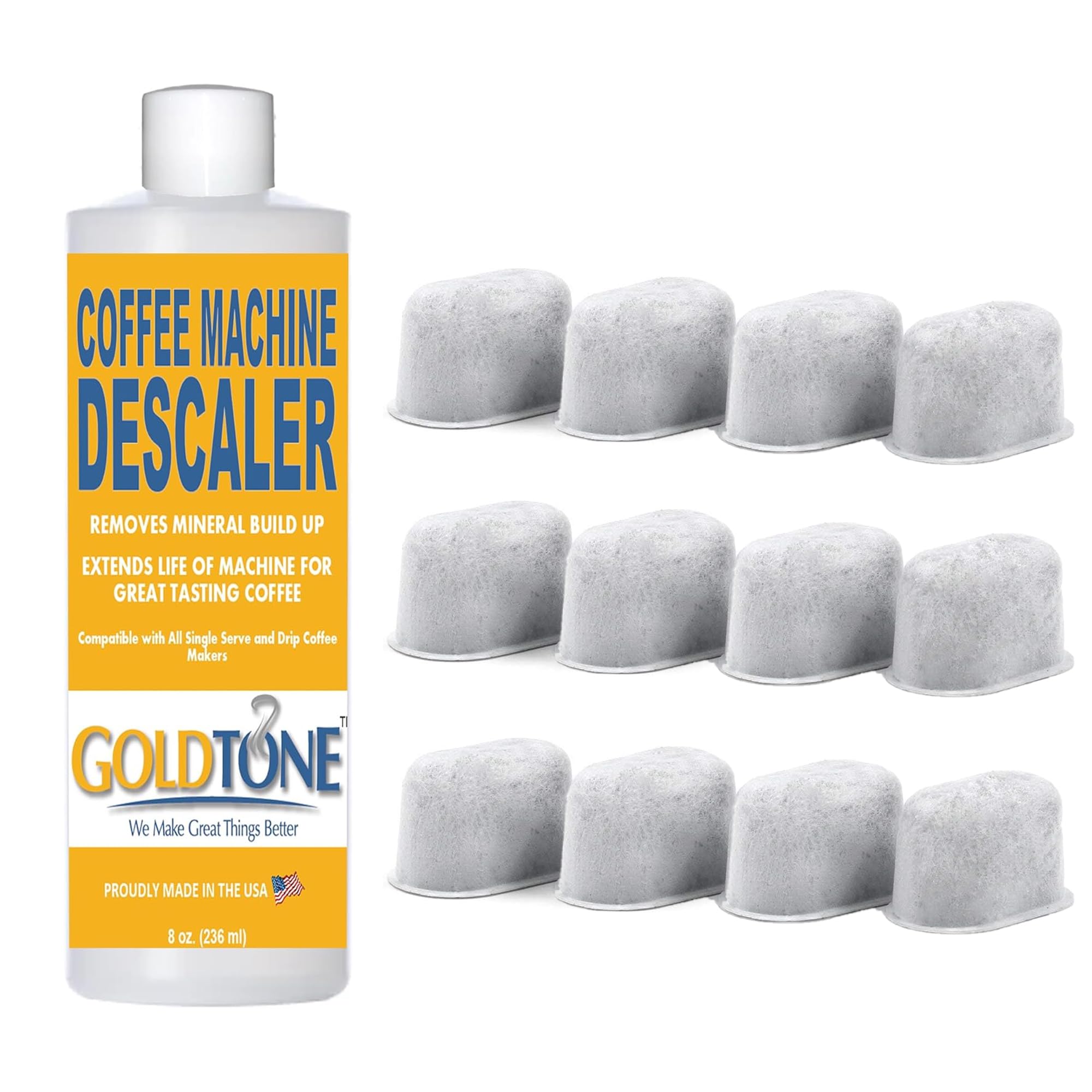 Charcoal Water Filters And Descaler For Keurig - Keurig Compatible Charcoal Water Filter Replacement Cartridges (12) & Coffee Ma