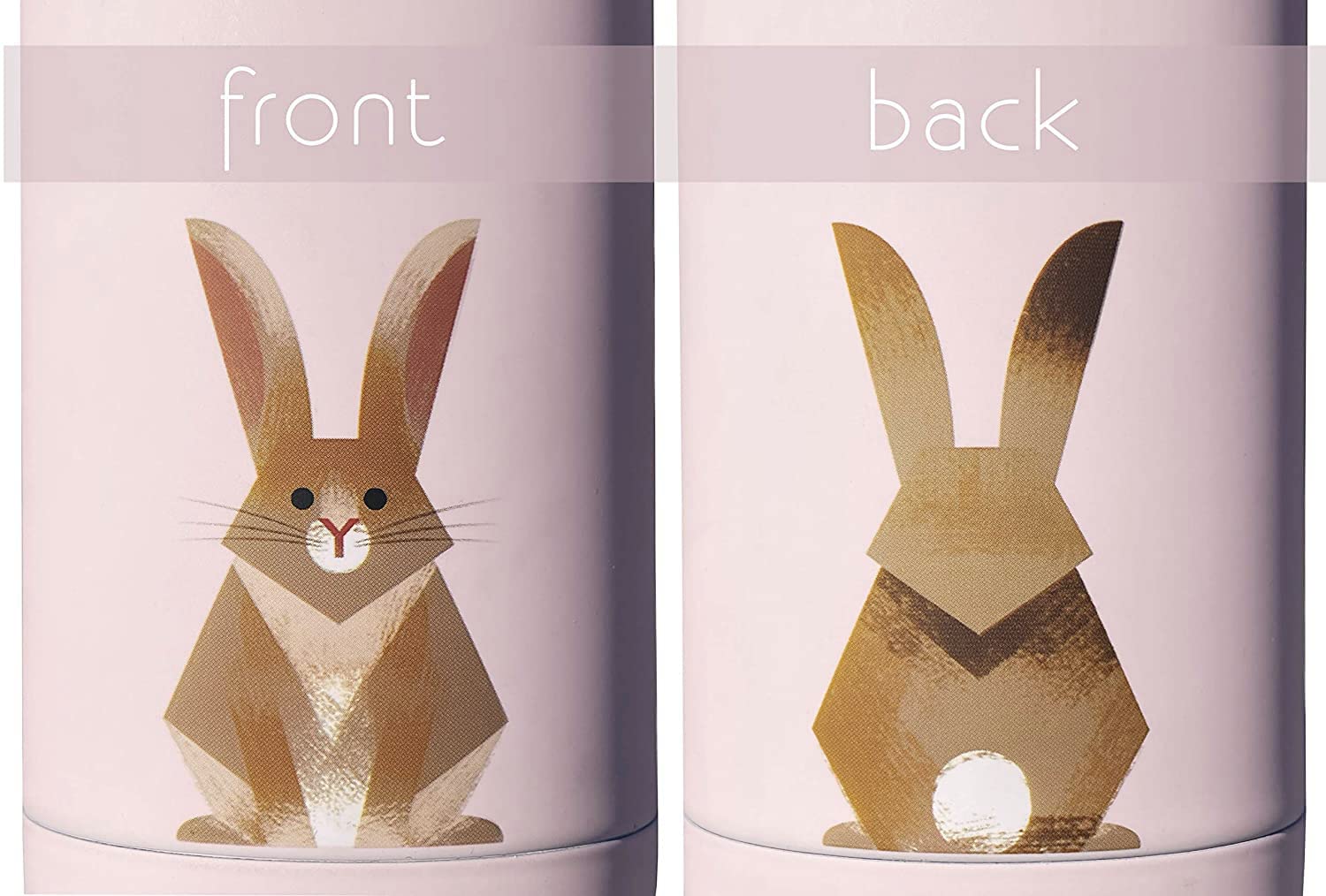 Smllo | Water Bottle With Cute Bunny Design | Stainless Steel | Double Wall Insulated | Pink | 17Oz