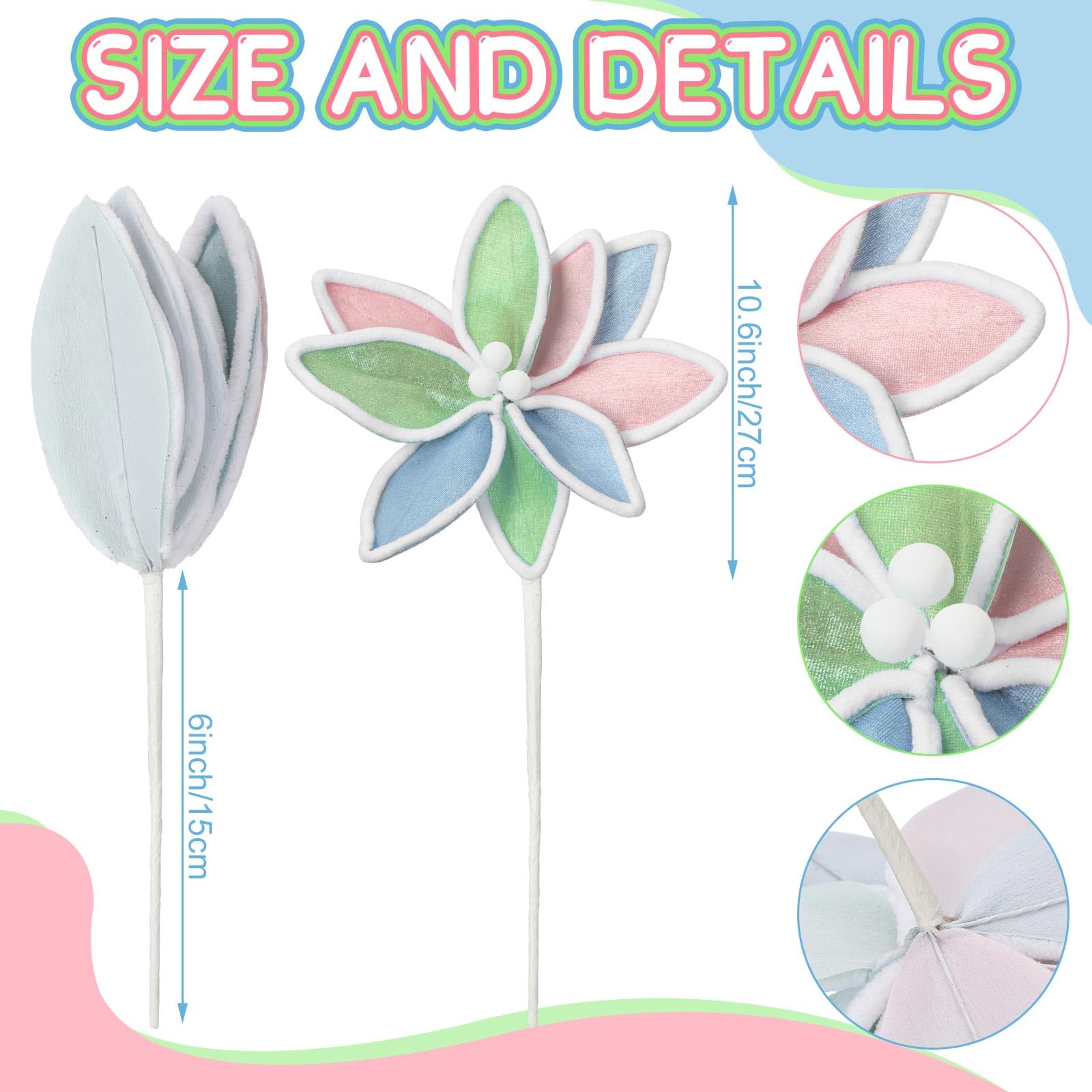 Soulchen 12 Pcs 12 Pastel Christmas Decor Candyland Christmas Poinsettia Tree Decorations Candy Artificial Flowers Colorful Ca