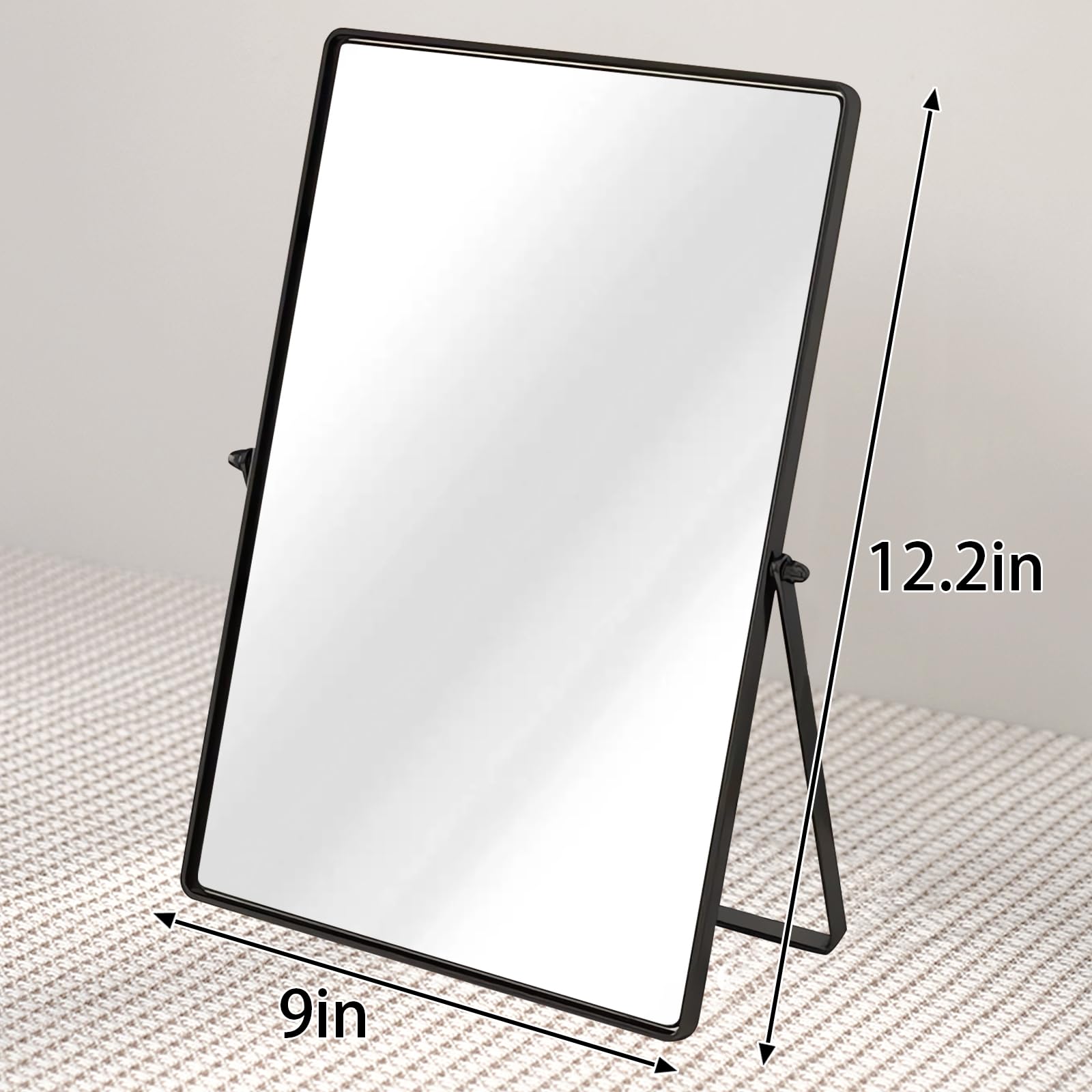 Numjeg Desktop Makeup Mirror With Black Metal Standing 90 Rotation Vanity Table Mirror Portable Cosmetic Mirror For Dressing Roo