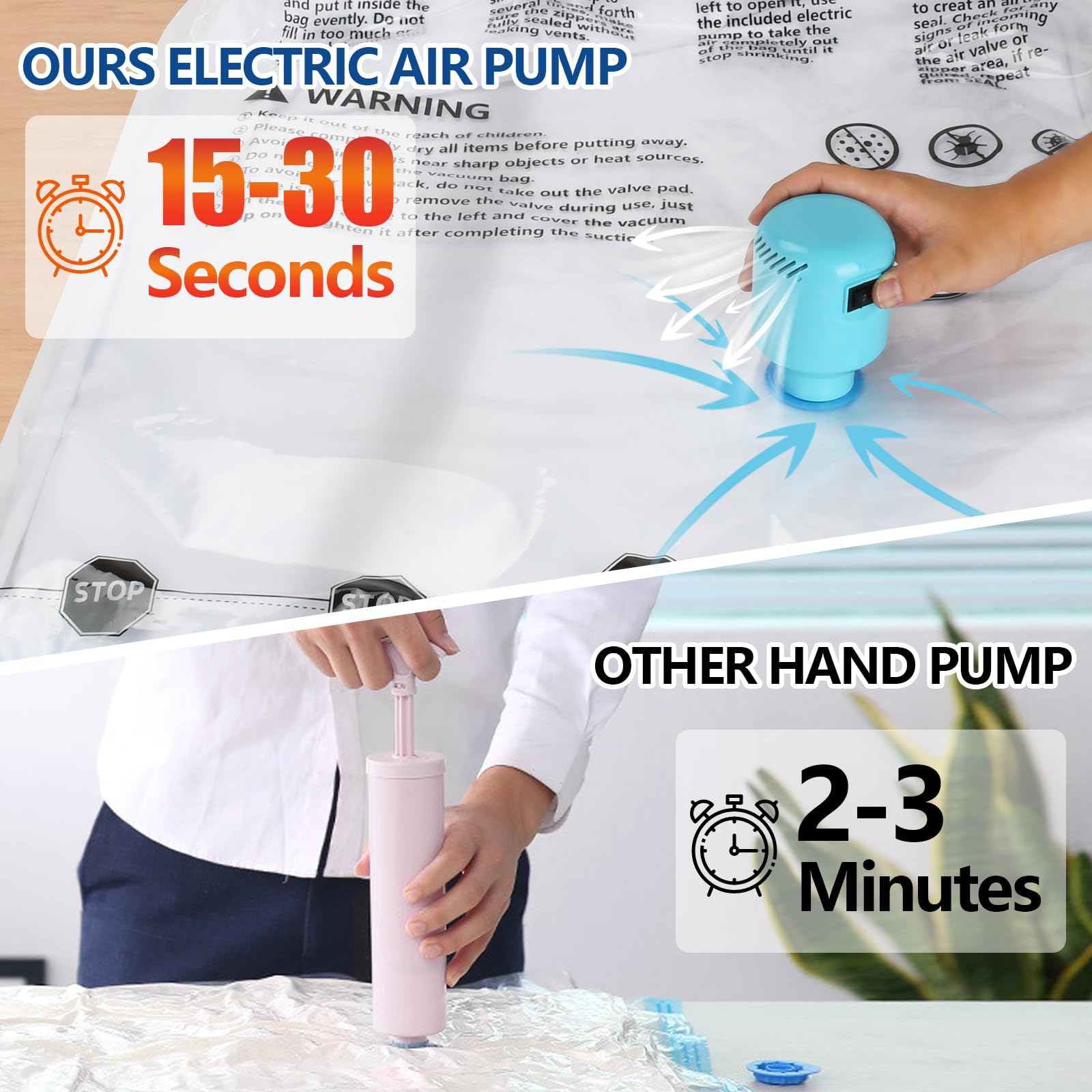 Zpp Vacuum Storage Bags With Electric Pump, 30 Pack (6 Jumbo, 6 Large, 6 Medium, 6 Small, 6 Roll Up Bags) Vacuum Seal Bags For C