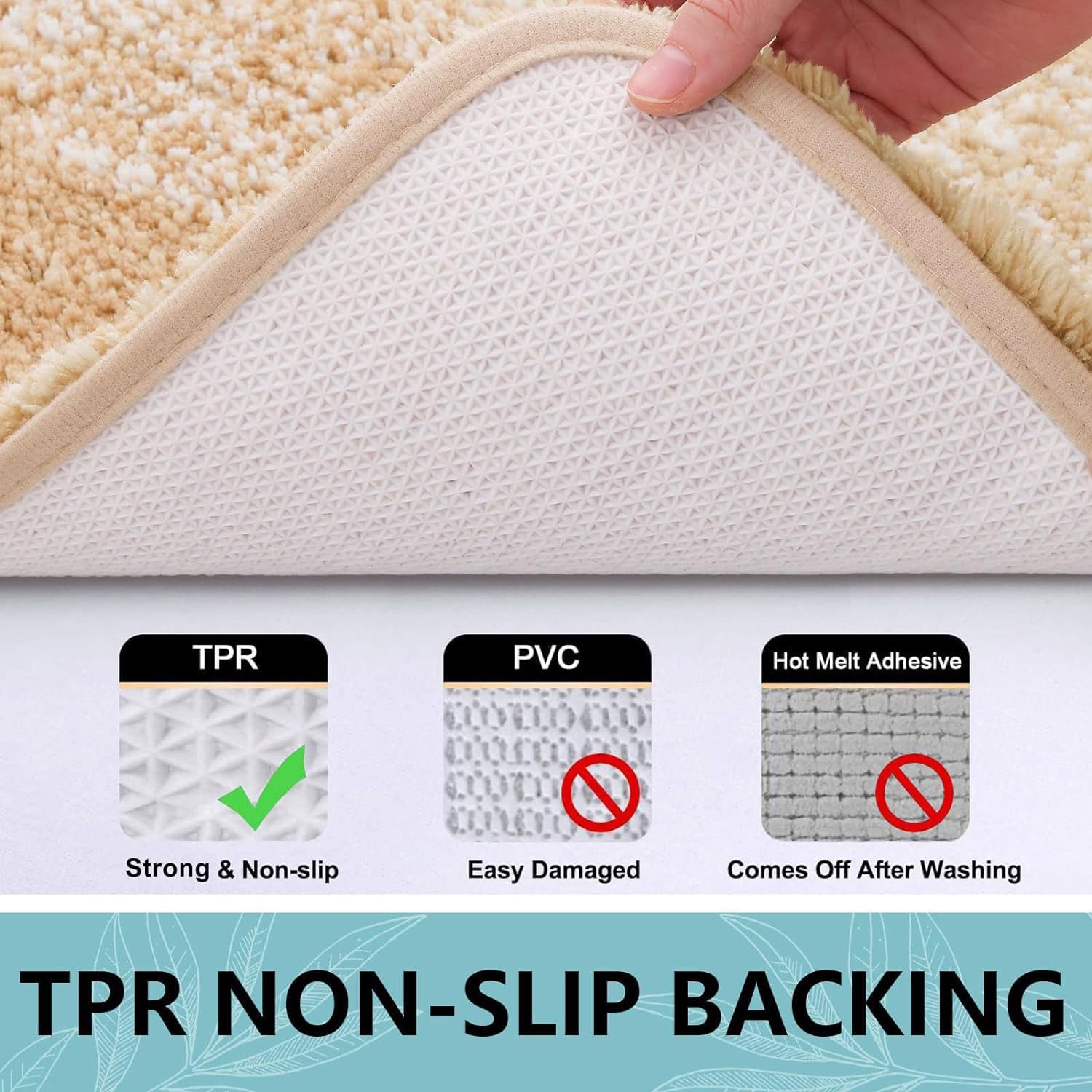 Arotive Microfiber Bathroom Rugs, Shaggy Soft and Absorbent Contour Toilet Rugs, Non-Slip, Thick Plush Machine Washable Dry Bath