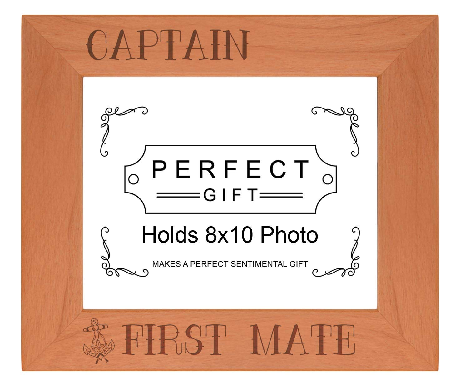 Boating Gifts For Captain First Mate Nautical Themed Wood Laser Engraved 8x10 Landscape Picture Frame