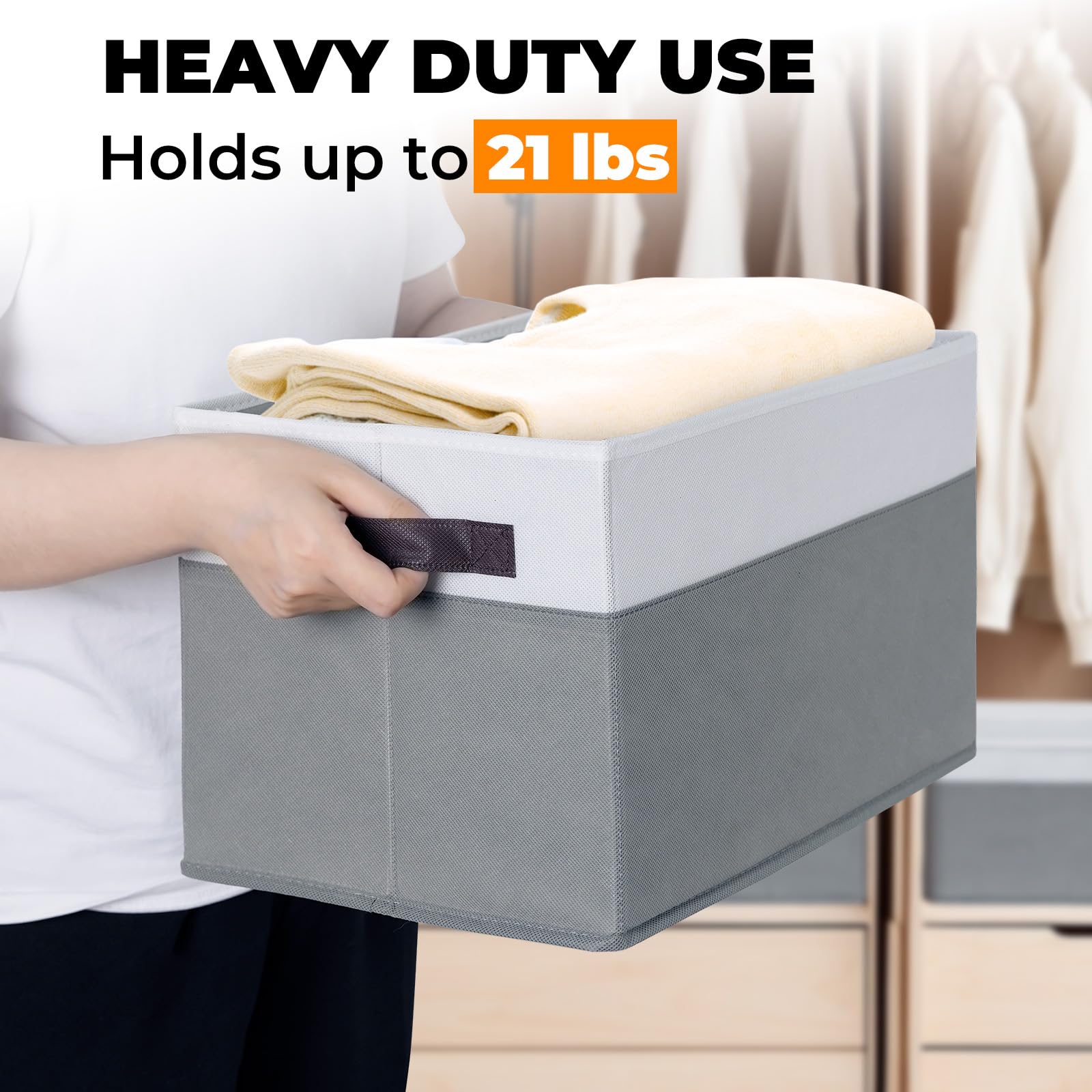 Criusia 6 Set Clothes Storage Bins With Lids - Stackable Fabric Closet Organizers And Storage Baskets For Shelves -Odorless Larg