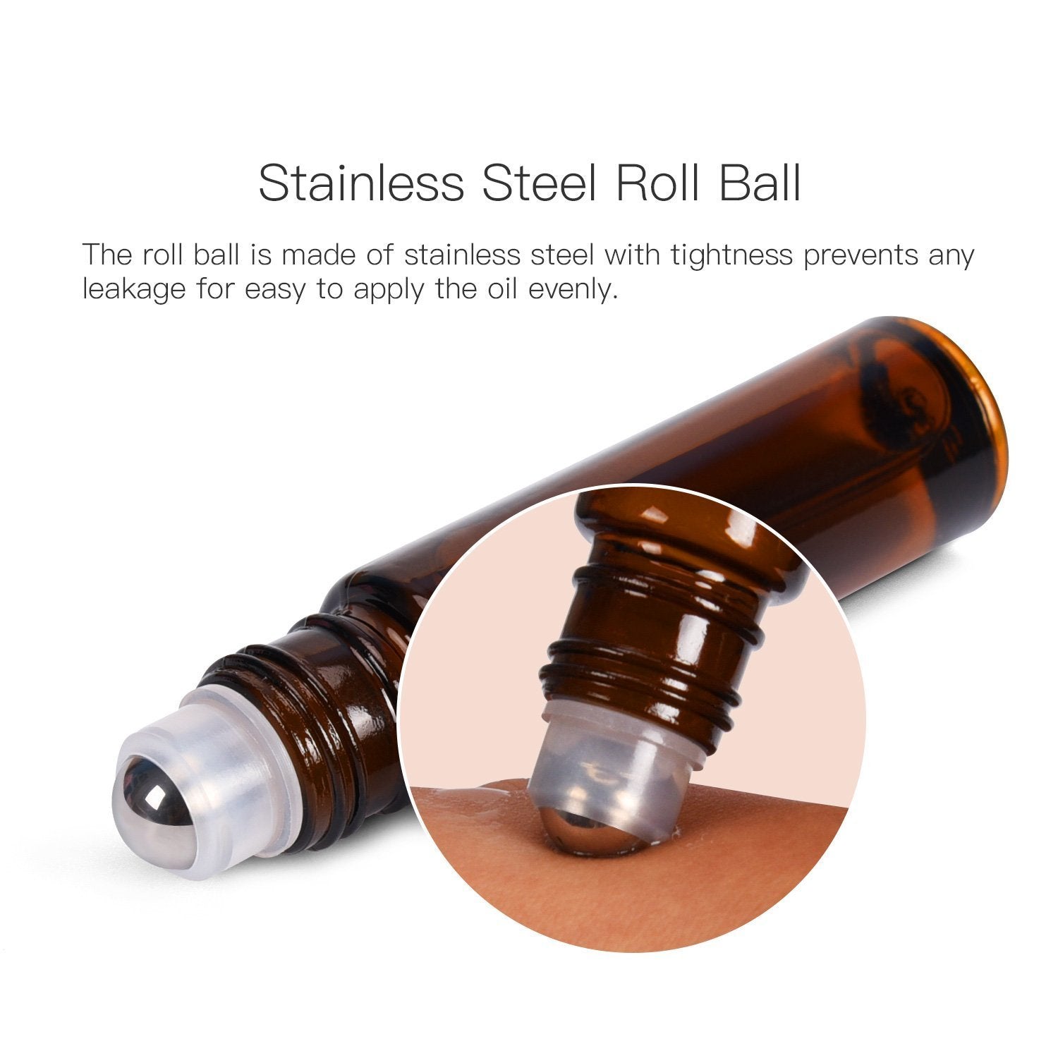 Ulg Roll On Bottles 10Ml Amber Glass Empty Bottles 8 Piece With Stainless Steel Roller Ball 2 Extra Balls 8 Piece Waterproof Lab
