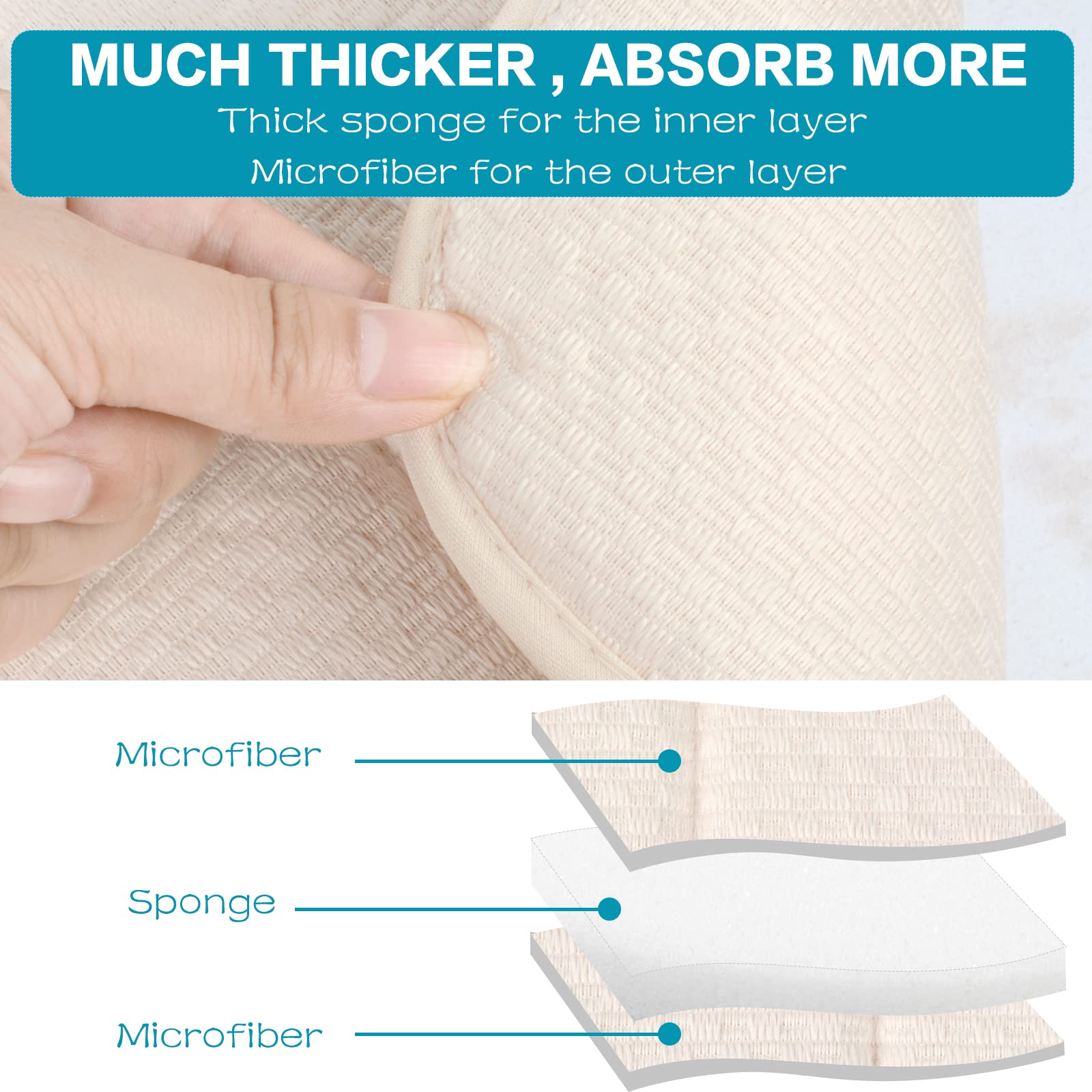 Sinland Microfiber Dish Drying Mat Super Absorbent Dish Drying Rack Pads Kitchen Counter Mat (16Inch X 18Inch, Creamx2)