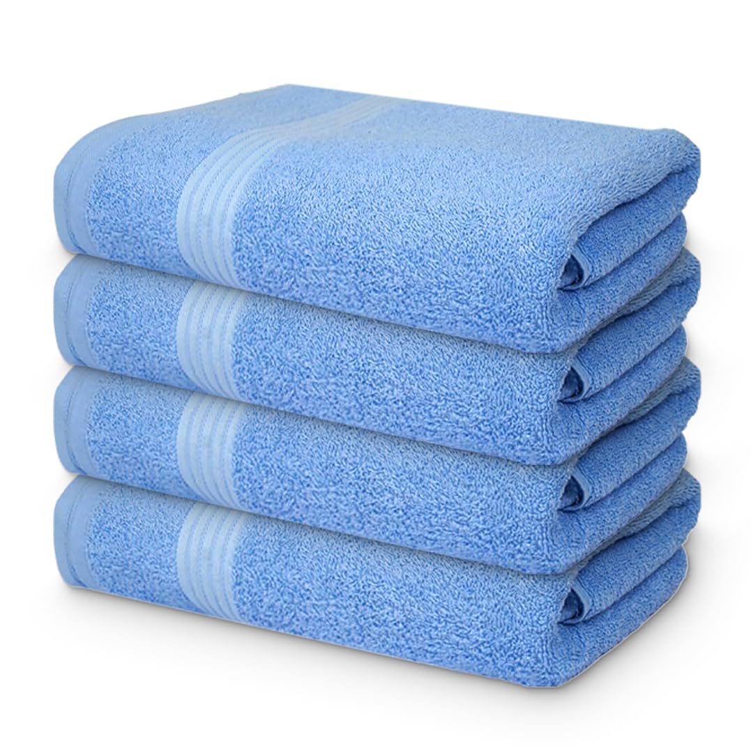 Textila 100% Cotton Extra Large Bath Towels - 30X60 (4-Pack, Blue) - Highly Absorbent, Super Soft, And Luxurious For Bathroom, P