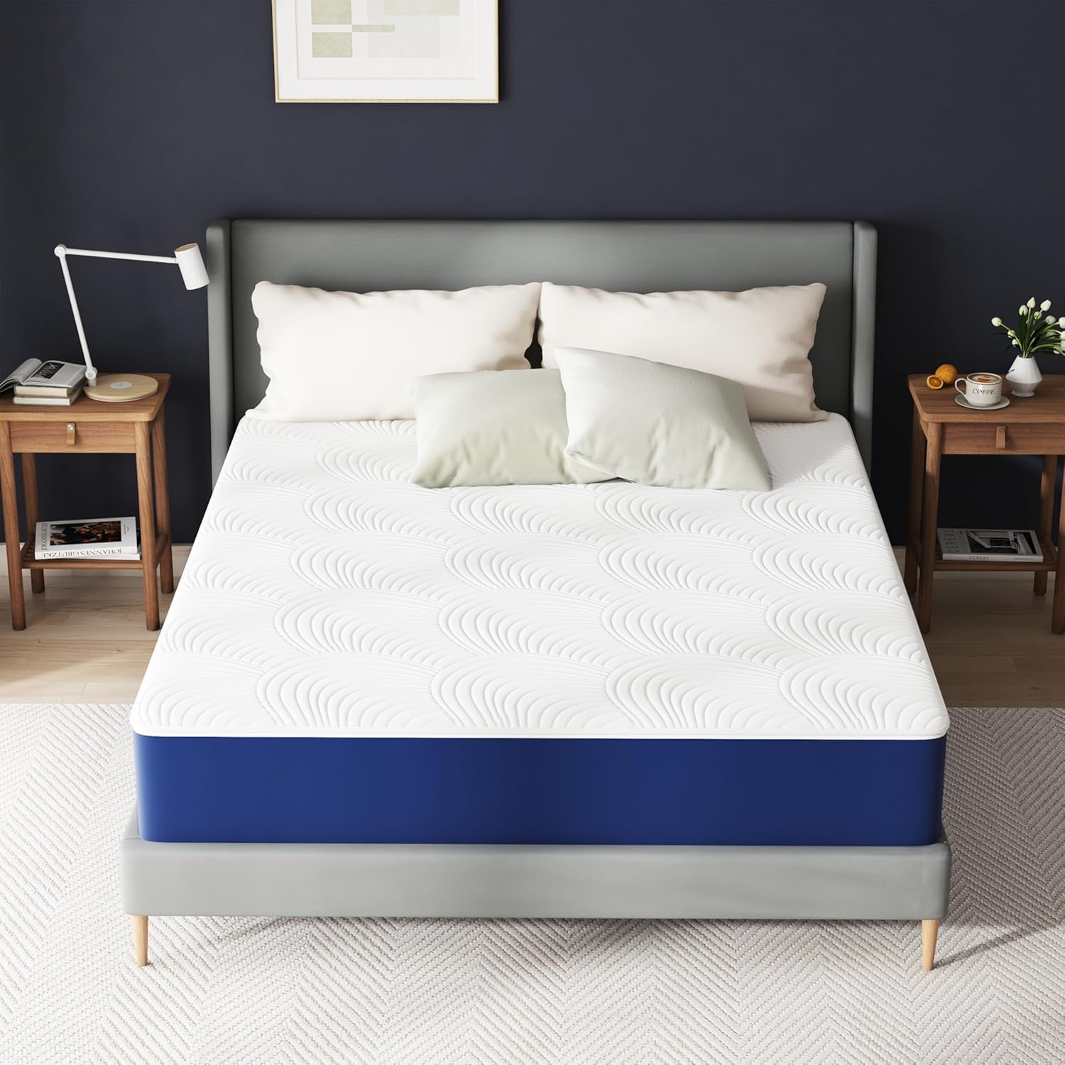 Purrjoys Queen Mattress, 10 Inch Hybrid Mattress In A Box With Gel Memory Foam, Pocket Innerspring, Pressure Relief, Motion Isol