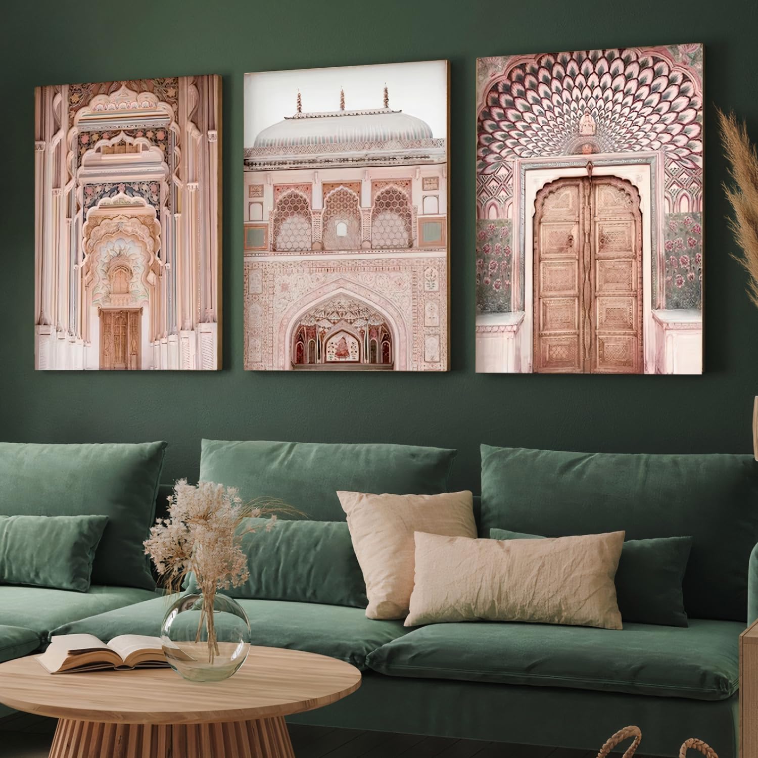 Chalk My Theme Jaipur City Wood Print Wall Art Set Of 3 Home Decor, Living Room, Bedroom, Cafe, Room Painting For Wall Decoratio