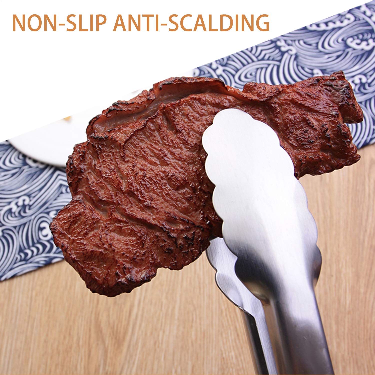 Bbq Tongs, Aoosy 16 Inch Grill Tongs For Cooking Bbq Extra Long Wide Scalloped Gripping Edge Kitchen Tongs, Set Of 2