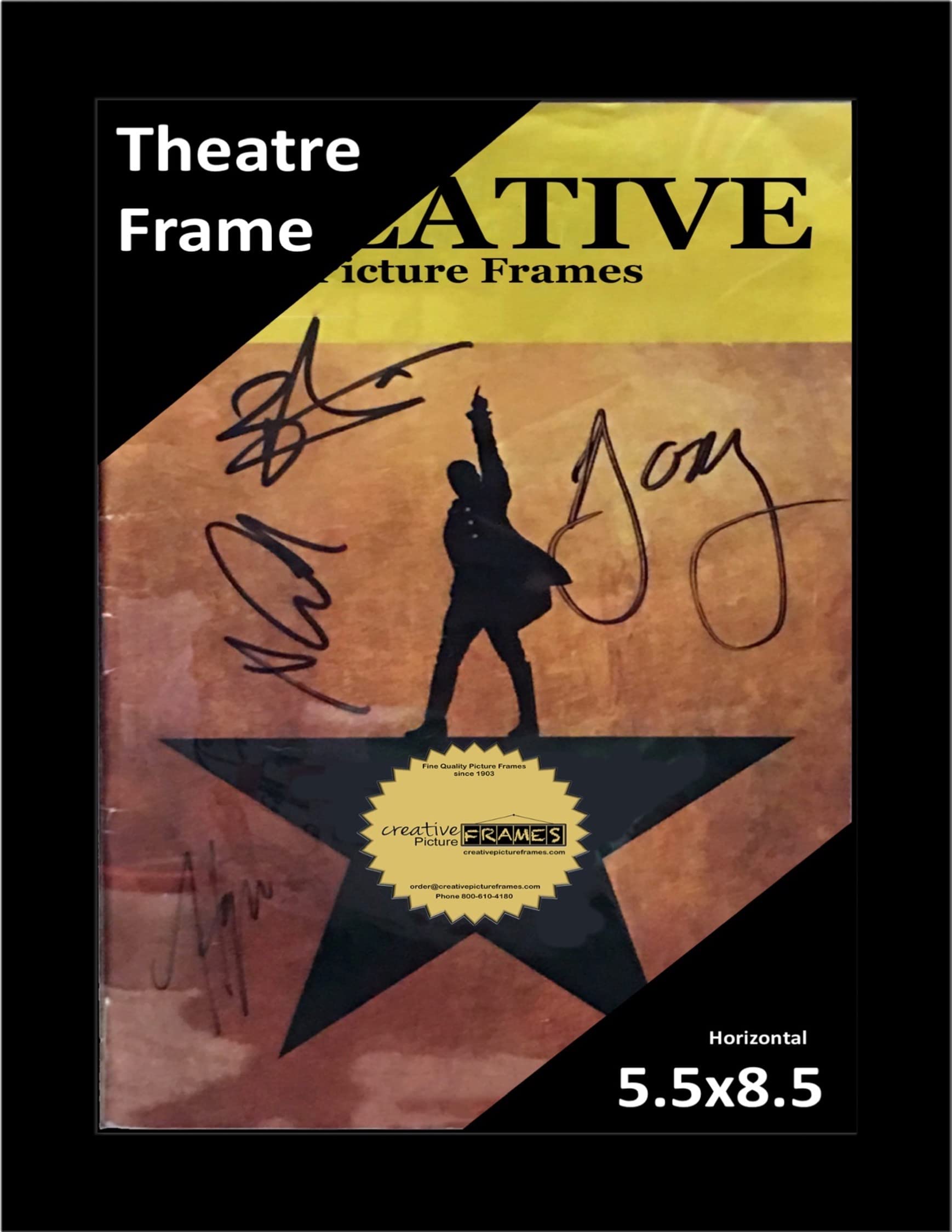 CreativePF [5.5x8.5bk] Black Theatre Frame, Holds 5.5x8.5-inch Media with Installed Hanger and Easel (Theatre Bill not Included)