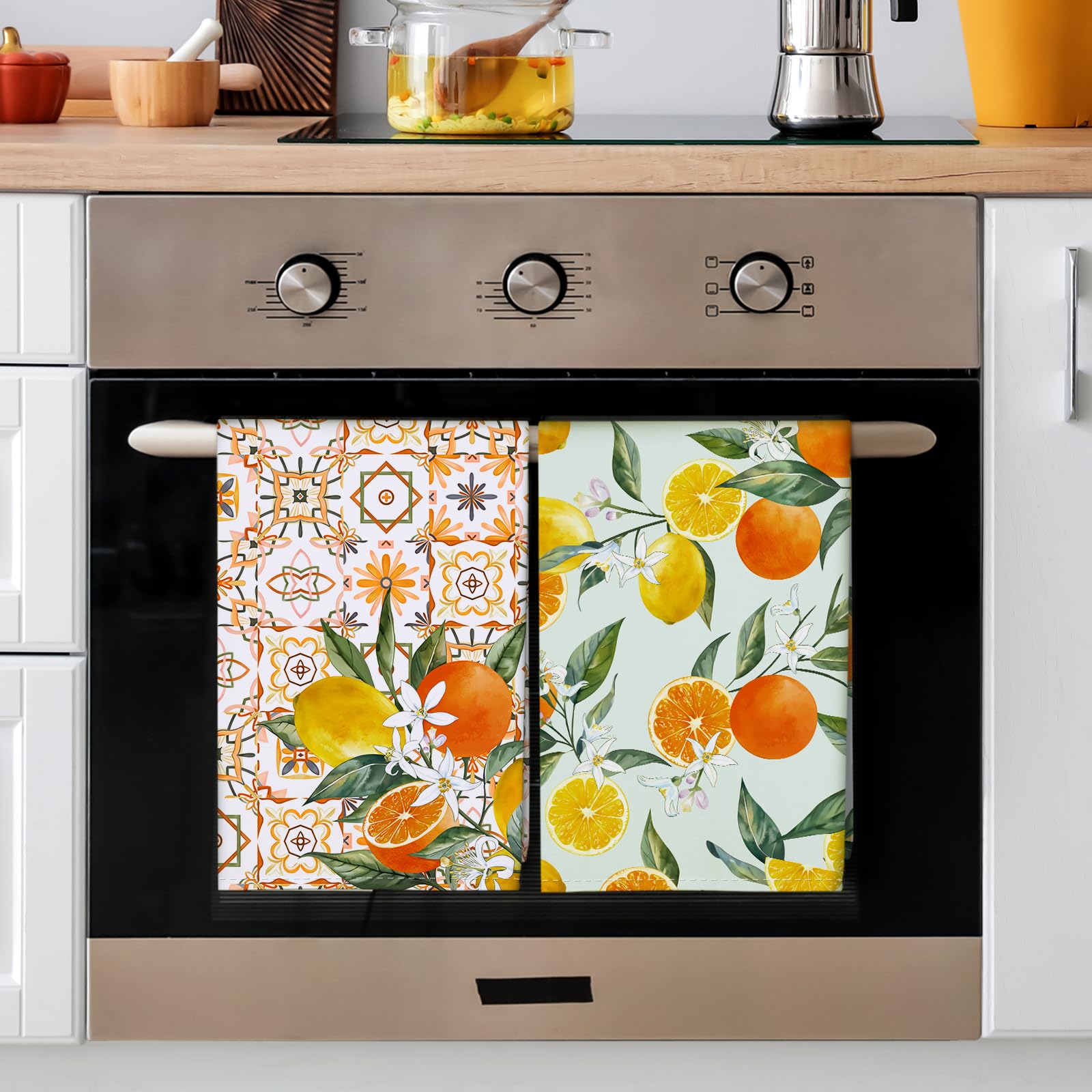 Arquiel Spring Summer Lemon Tea Towels, Cotton Kitchen Towel 18.9    27.5 Inch, Quick Drying Dish Cloth For Party Anniversary Ho