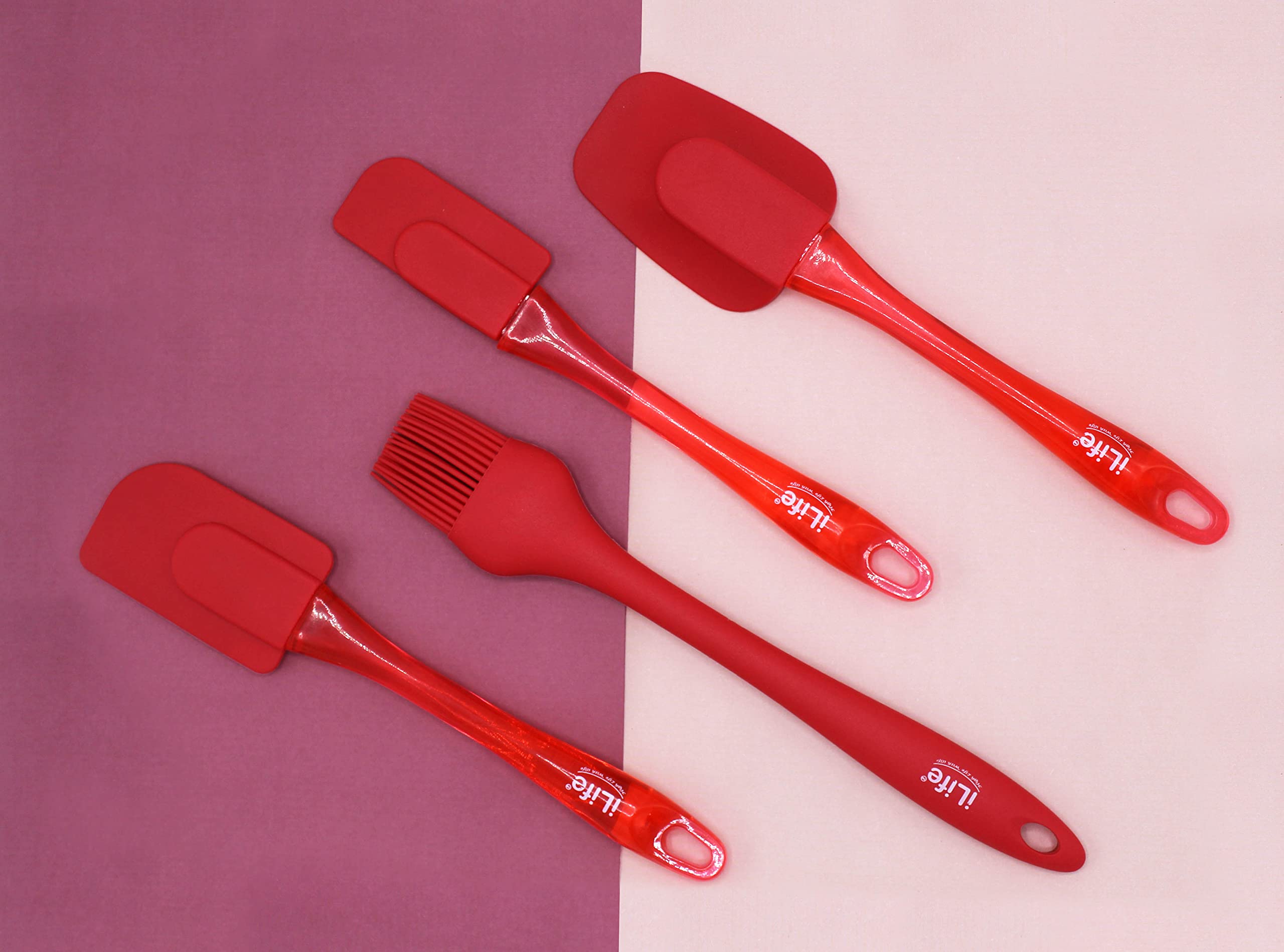 Ilife Silicone Spatula 3 Pieces Set With Basting Brush | NonStick, HeatResistant, And FoodGrade Safe | AllPurpose Cooking An