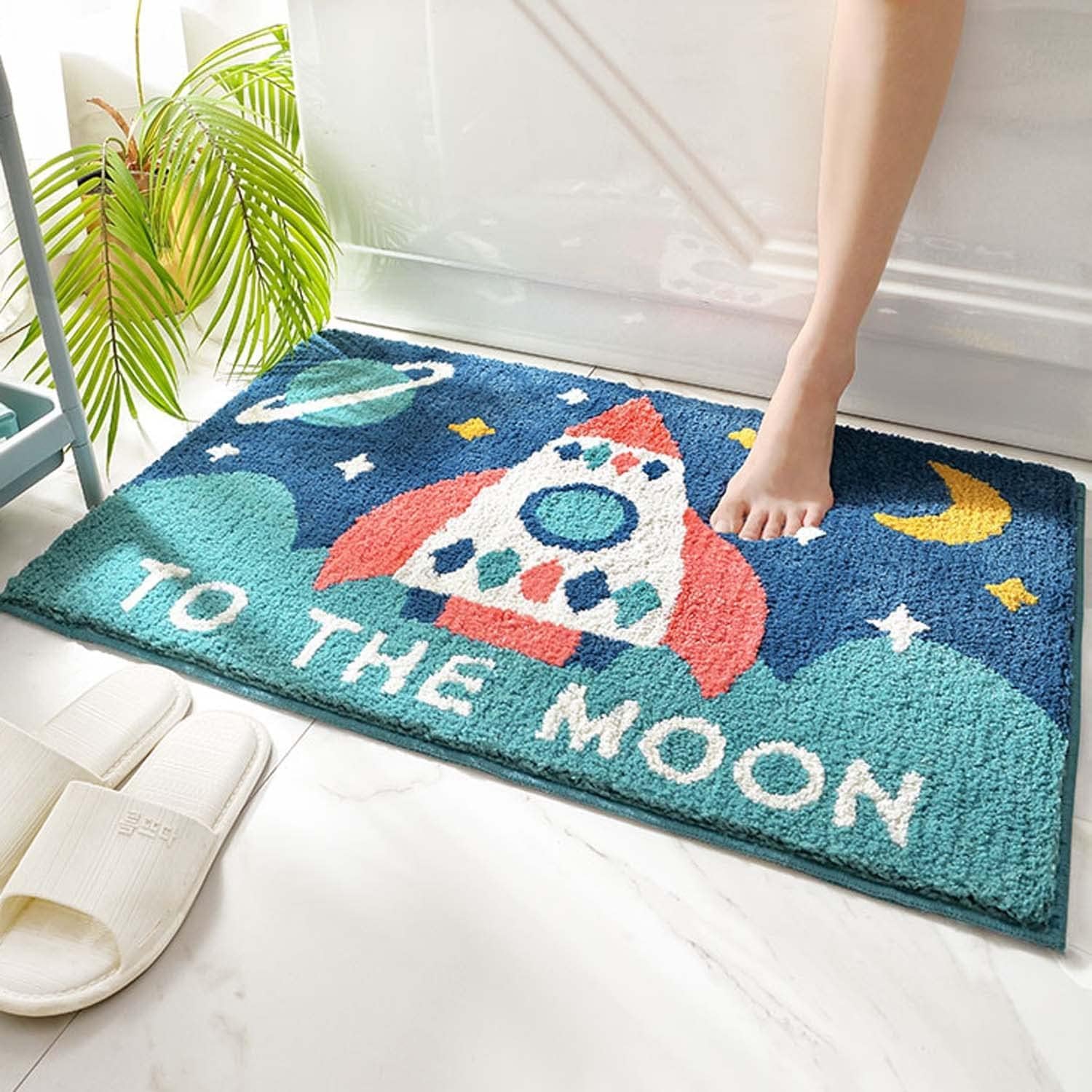 Roseate Moon Super Soft Anti Skid (40X60 Cm) Microfibre 2000 Gsm Bath Mat Super Absorbent Mats For Bathroom/Bedroom/Kitchen/Door