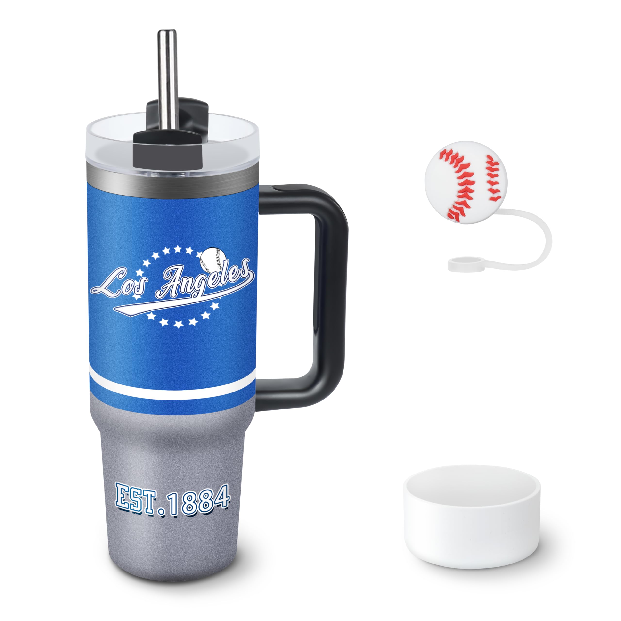 Tumbler 30oz Straight Skinny Car Cups With Insulated Cup Sleeve Portable Handle, Sports Travel Coffee Mug, Stainless Steel, Insu