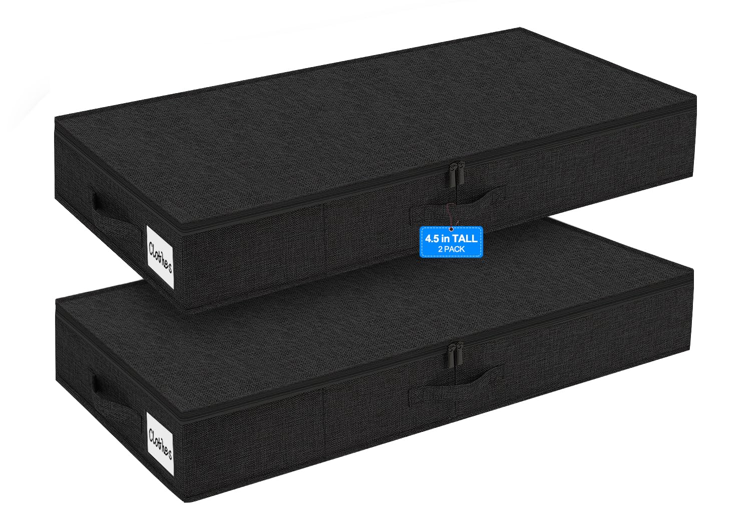 punemi Under Bed Storage Containers, 4.5 Inches Tall Low Profile Underbed Clothes Storage Organizer Bin with Sturdy Side & Botto