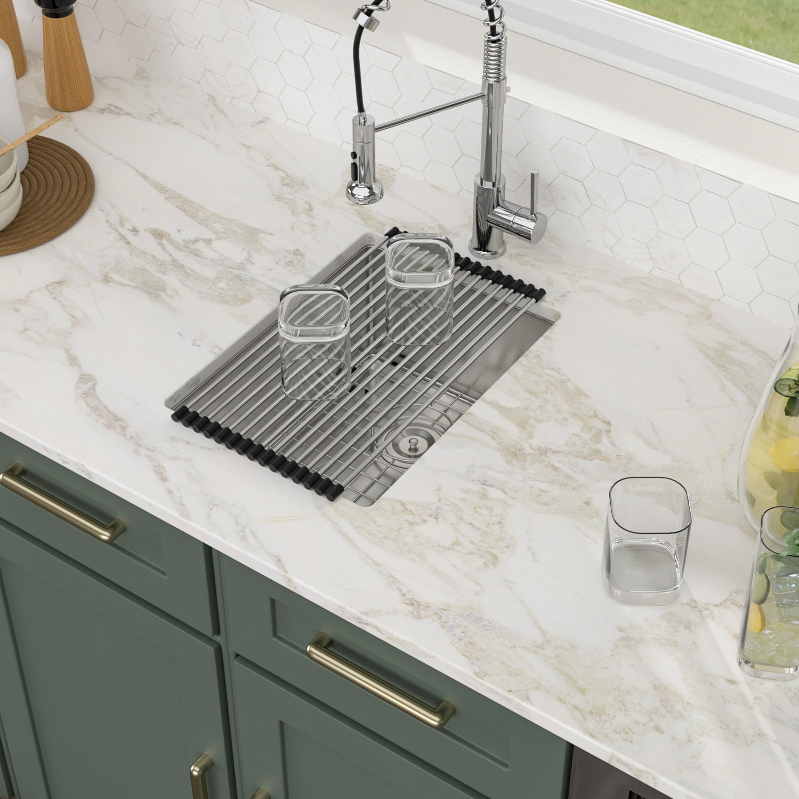 Logmey 15 Inch Undermount Bar Sink - 15X20 In Handmade Stainless Steel Undermount Kitchen Sinks 16 Gauge Bar Prep Single Bowl Sm