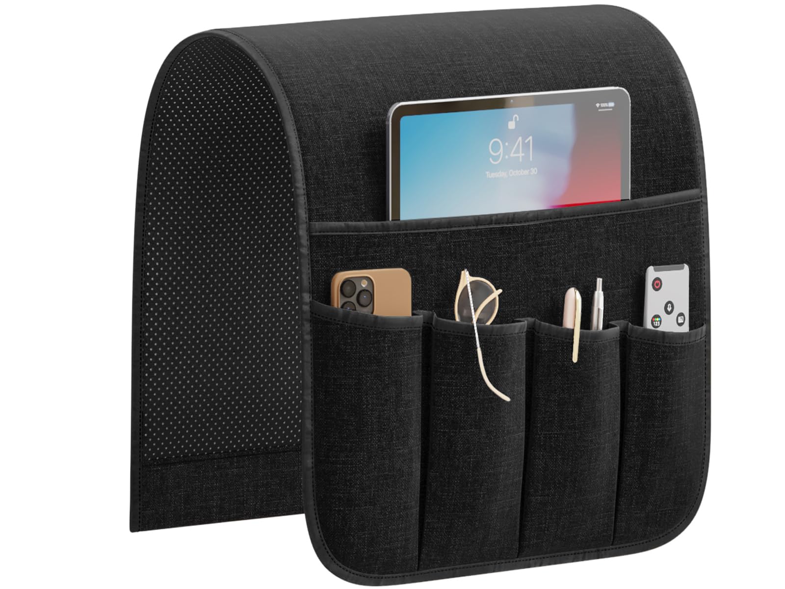 Sixyotie Sofa Armrest Organizer Non-Slip Remote Control Holders for Recliner Couch Chair Armchair Caddy with 5 Pockets for Table