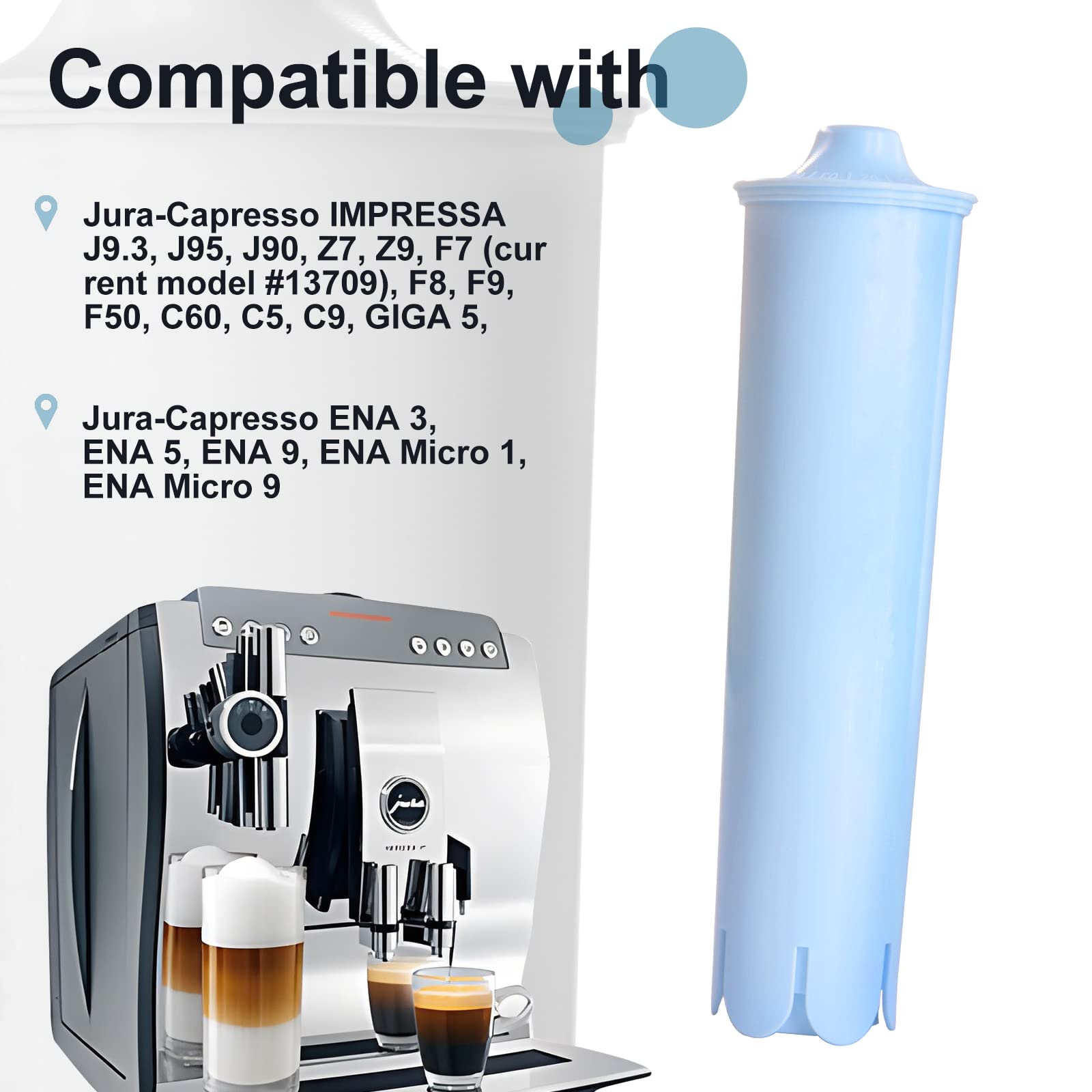 Water Filter, Replacement For Jura Water Filter, Compatible With Claris Blue Capresso Clearyl Coffee Water Filter, 4 Packs