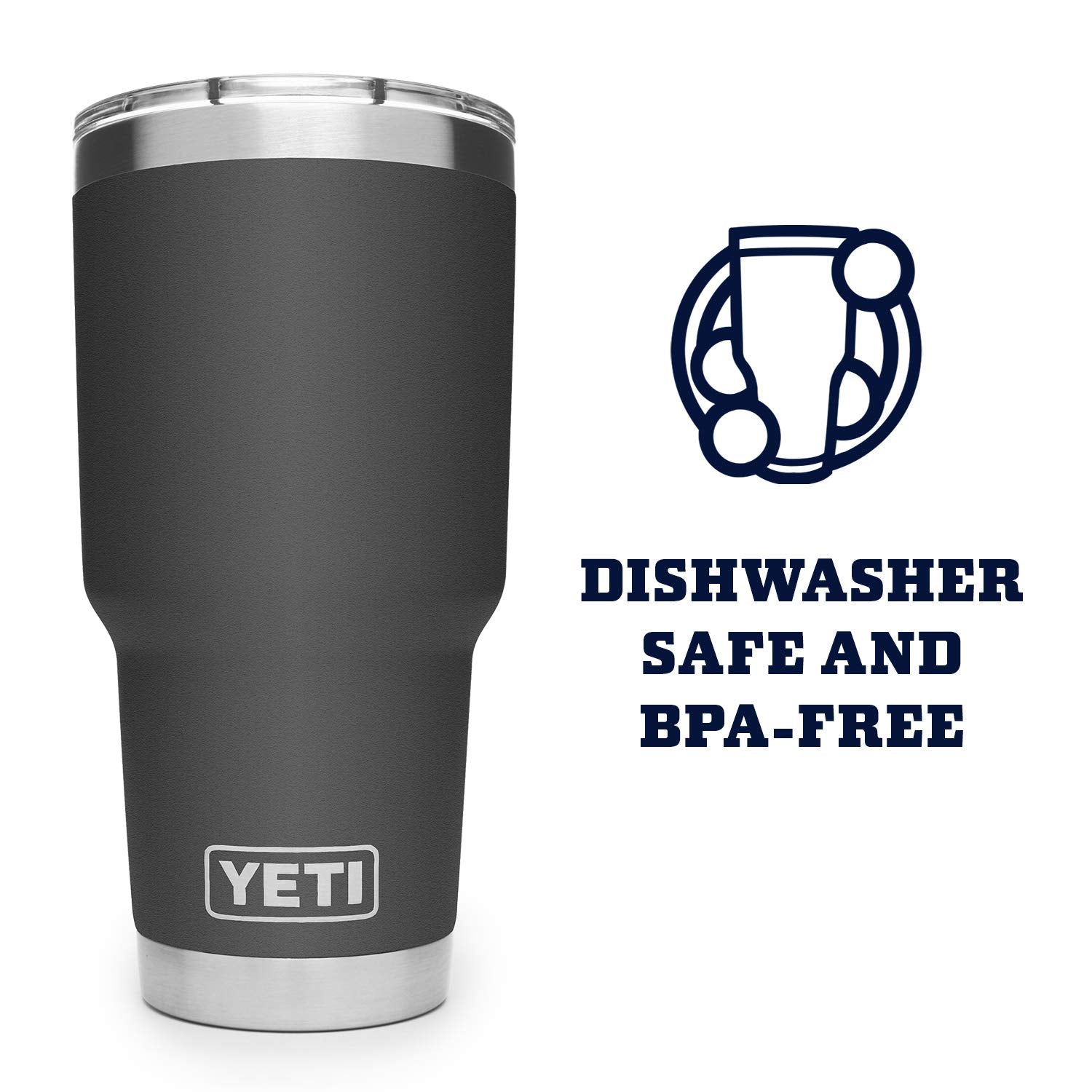 Yeti Rambler 30 Oz Stainless Steel Vacuum Insulated Tumbler W/Magslider Lid, Charcoal