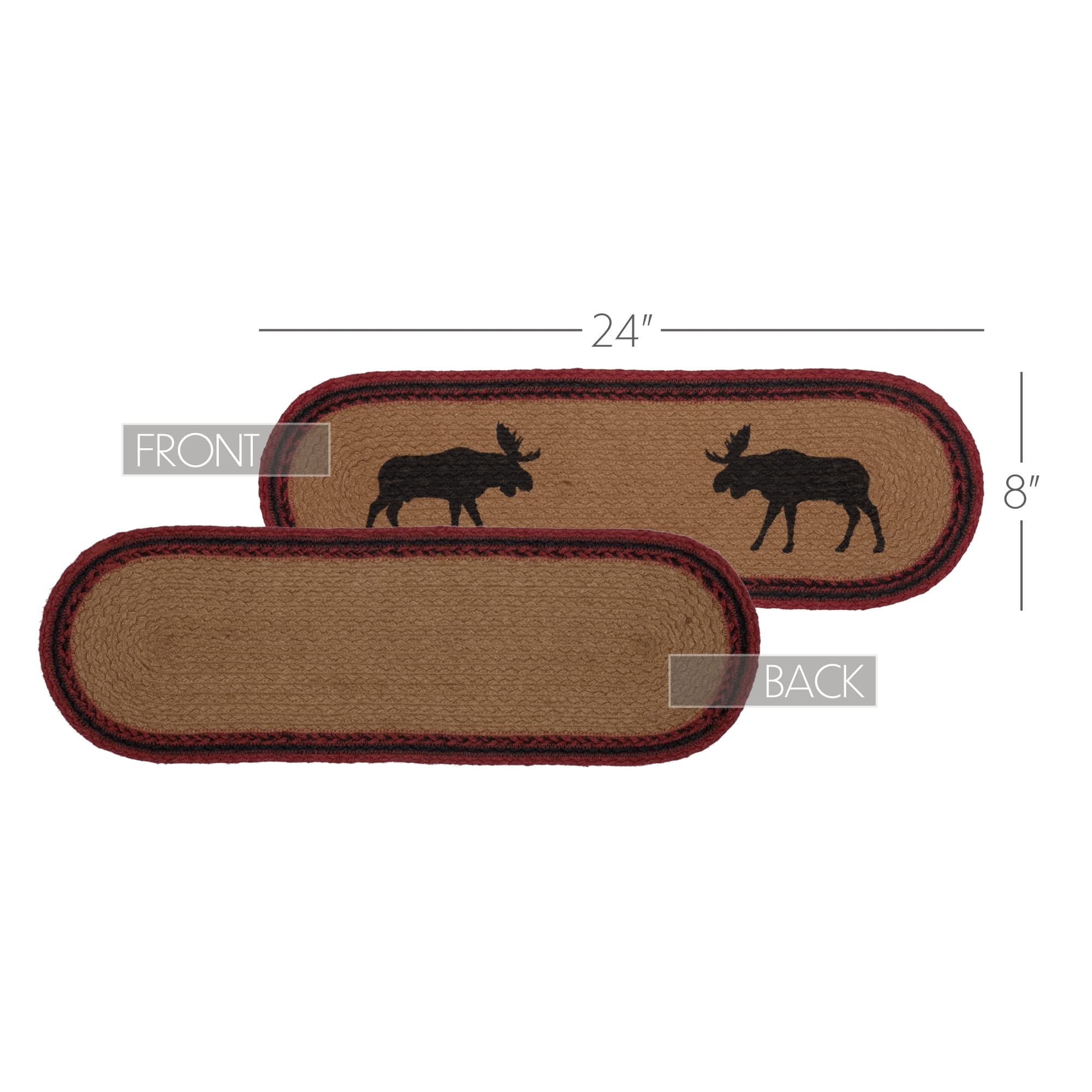 Vhc Brands Cumberland Moose Rustic Decor Natural Jute Table Runner For Kitchen Dining Room , Tan Red Black Woodland