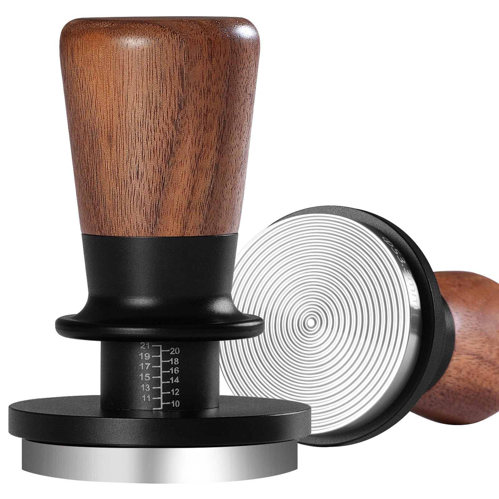 Pusee 53.3Mm Espresso Tamper, Calibrated Tamper With 30Lbs Double Spring Loaded Tamper Walnut Wood Coffee Tamper For Barista Hom