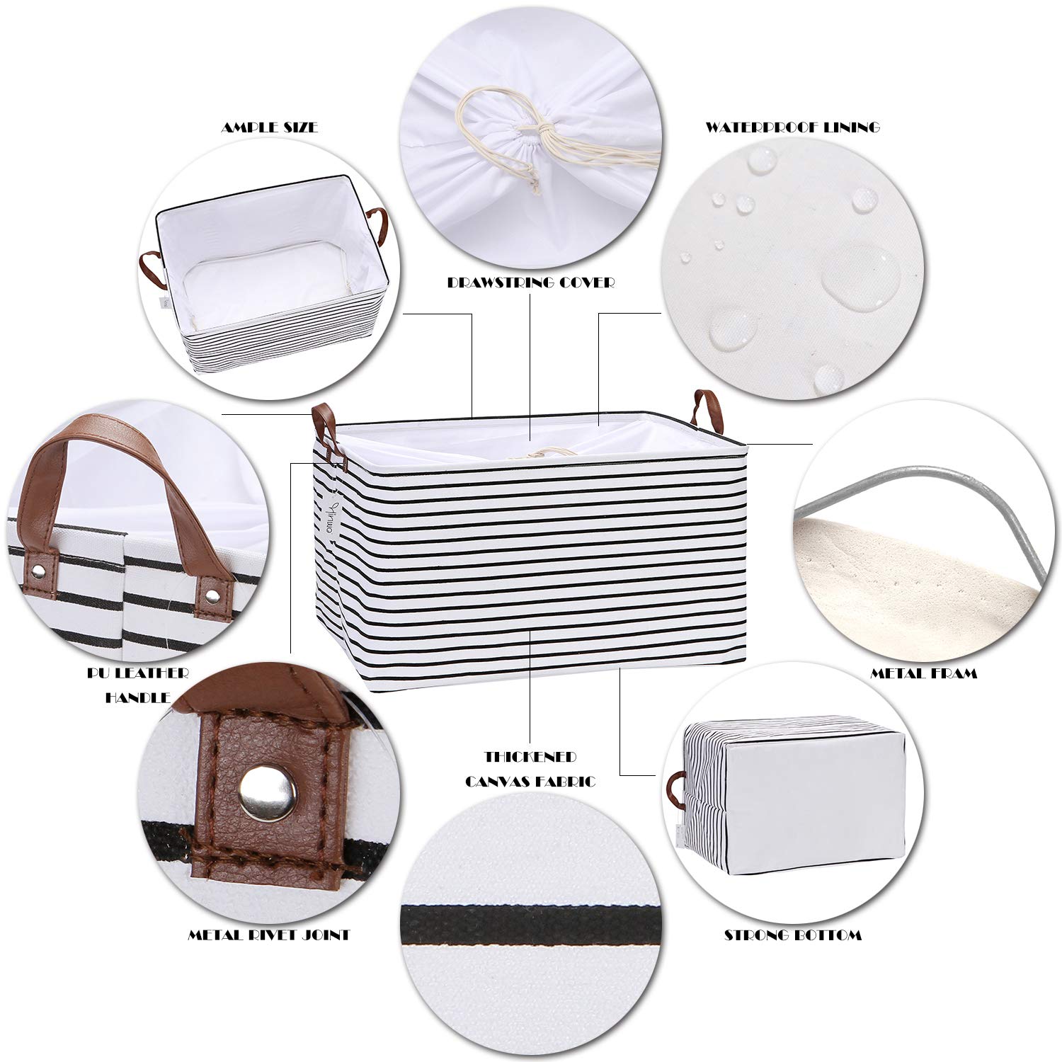 Hinwo 4-Pack Extra Large Canvas Fabric Storage Baskets With Handles, 70L Oversized Storage Bins, Collapsible Storage Box, Clothe