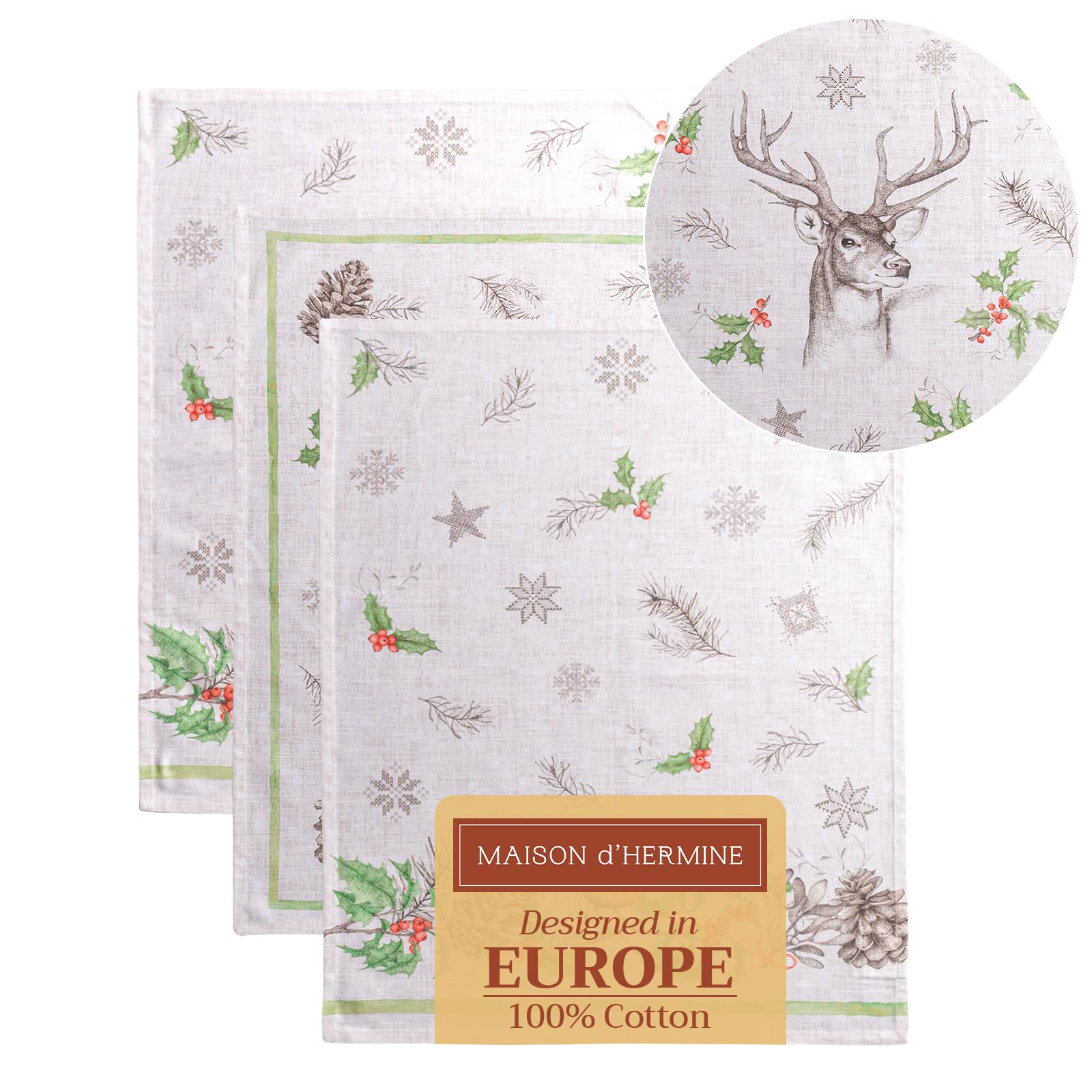 Maison D' Hermine Kitchen Towel 100% Cotton Quick Dry Cleaning Dishtowel For Gifts, Dining, Home, Wedding, Banquet, Buffet, Chri