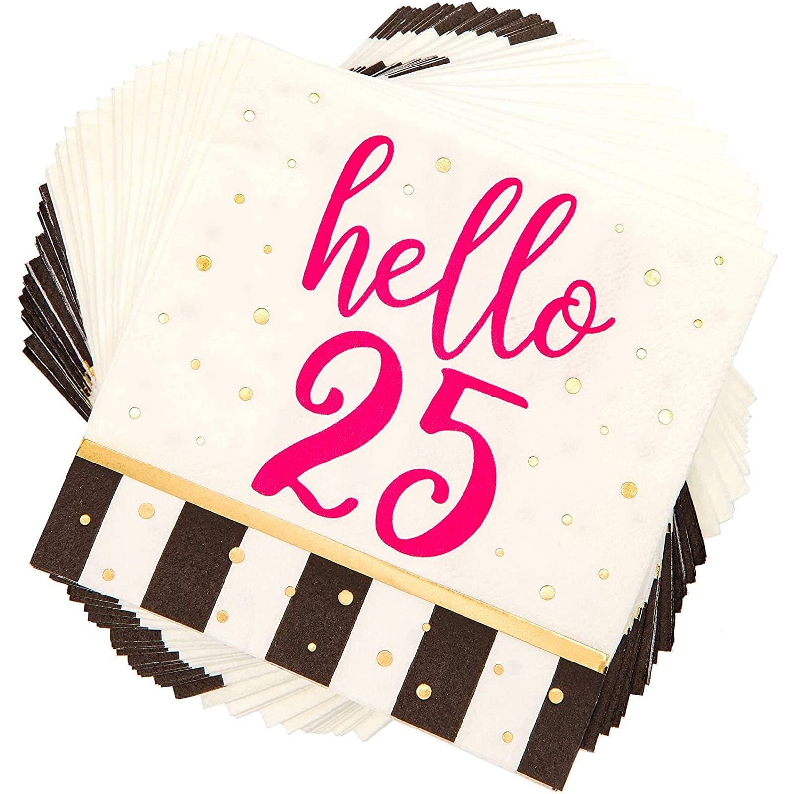 Hello 25 Party Paper Napkins (5 X 5 In, 50 Pack)