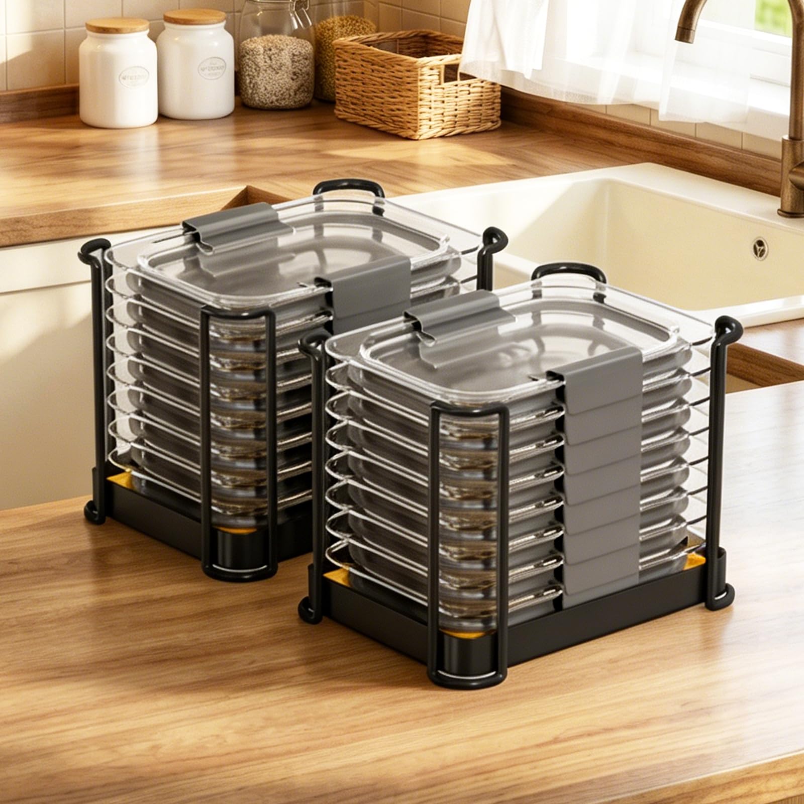 MOUKABAL Metal Lid Organizer for Rubbermaid Brilliance, Kitchen 2Pack 1