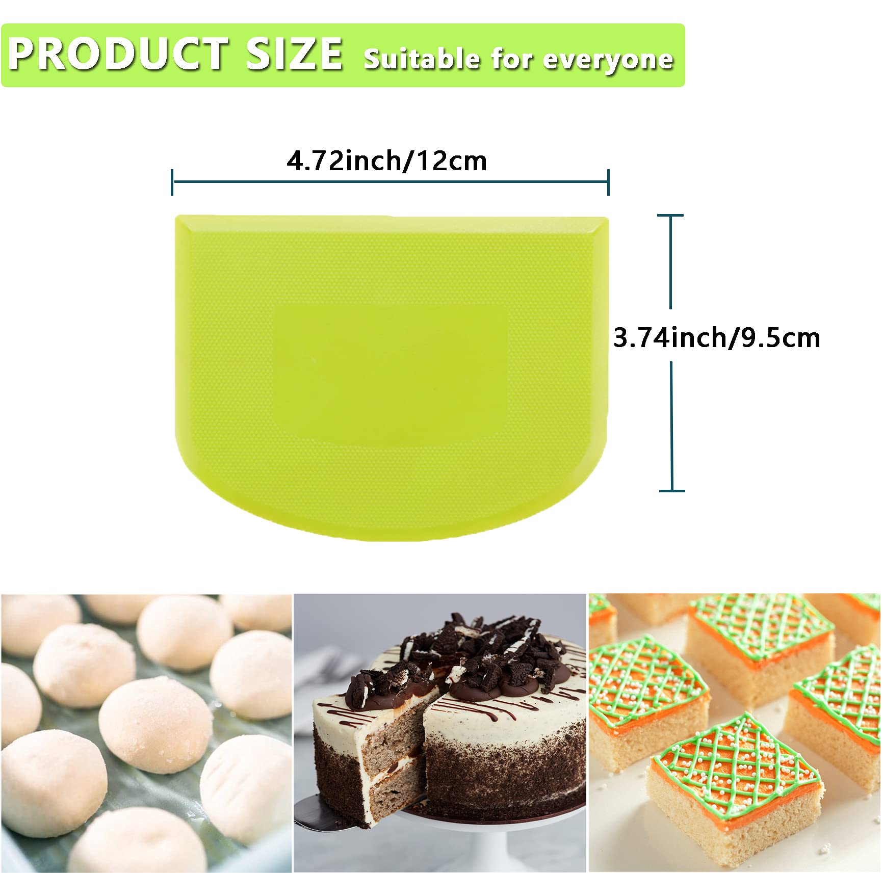 WAFJAMF Plastic Dough Scraper Set, 2 PCS Flexible Food-Grade Bench Scraper, White and Green, Model RD770