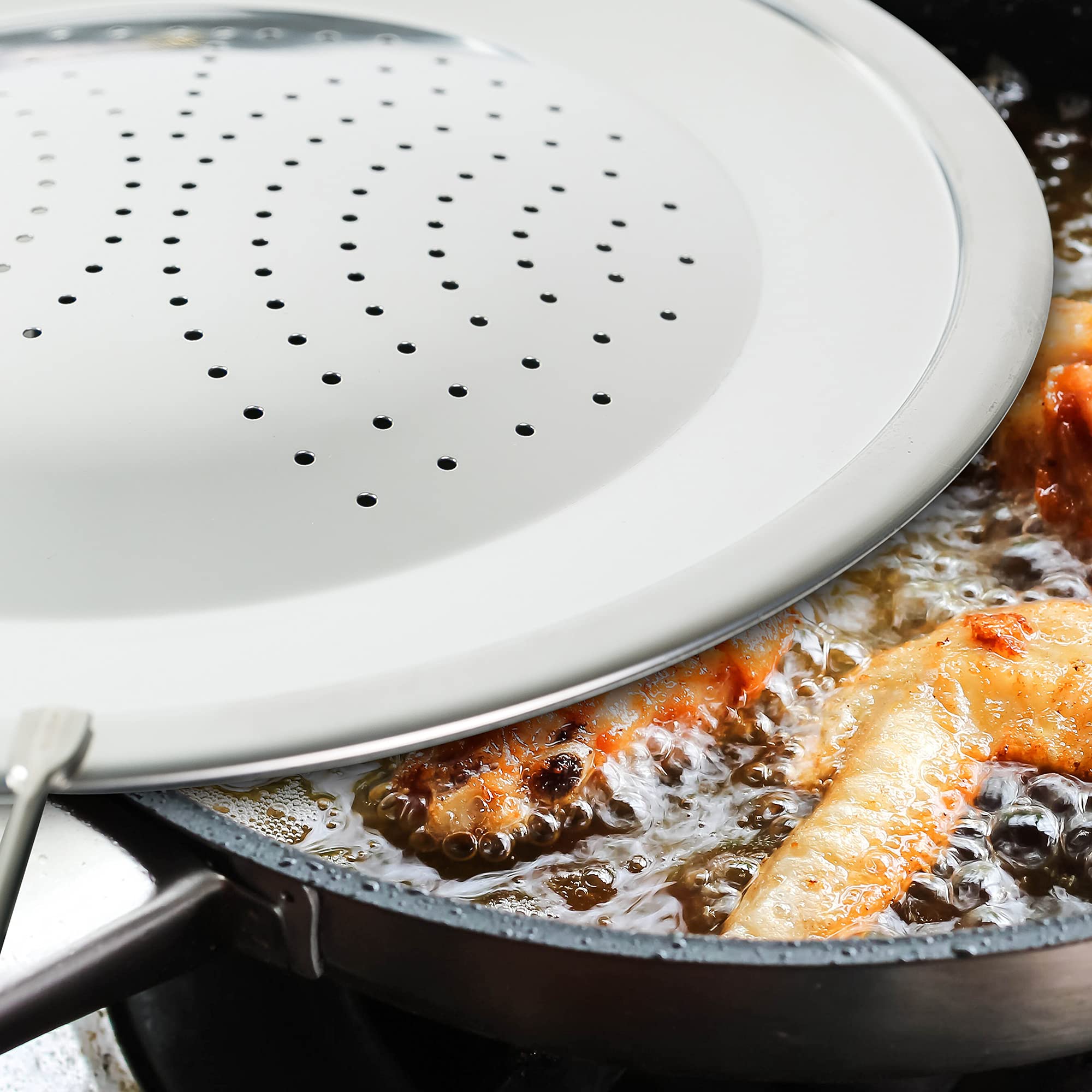 Lucete Stainless Steel Splatter Screen 11'' - Hot Grease Splatter Screen For Frying Pan - Oil Splash Guard - Protect Your Skin F