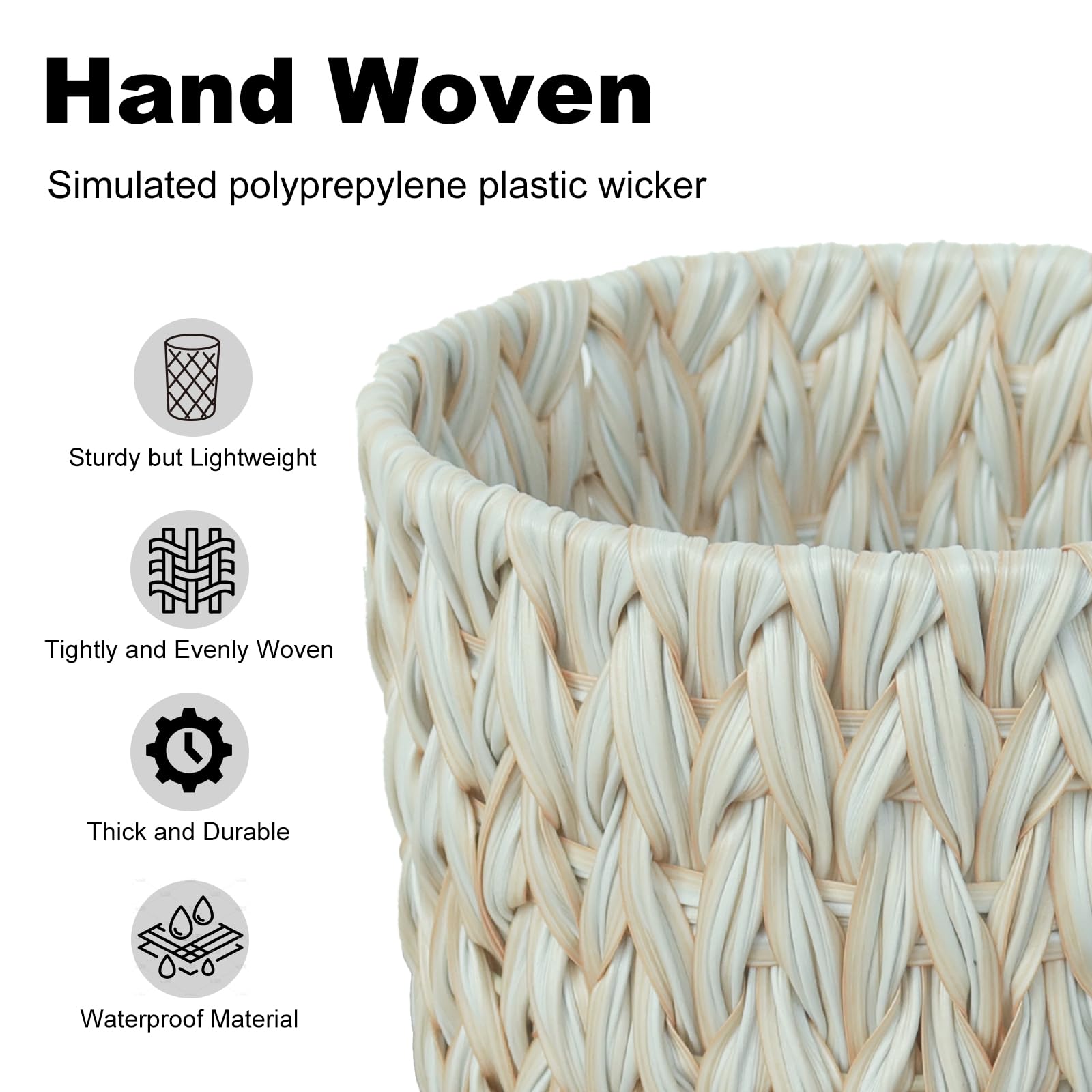 Coeusy Wicker Trash Can,Bathroom Trash Can,Wicker Waste Basket For Bathroom,Decorative Boho Trash Can,Small Waste Basket For Bed